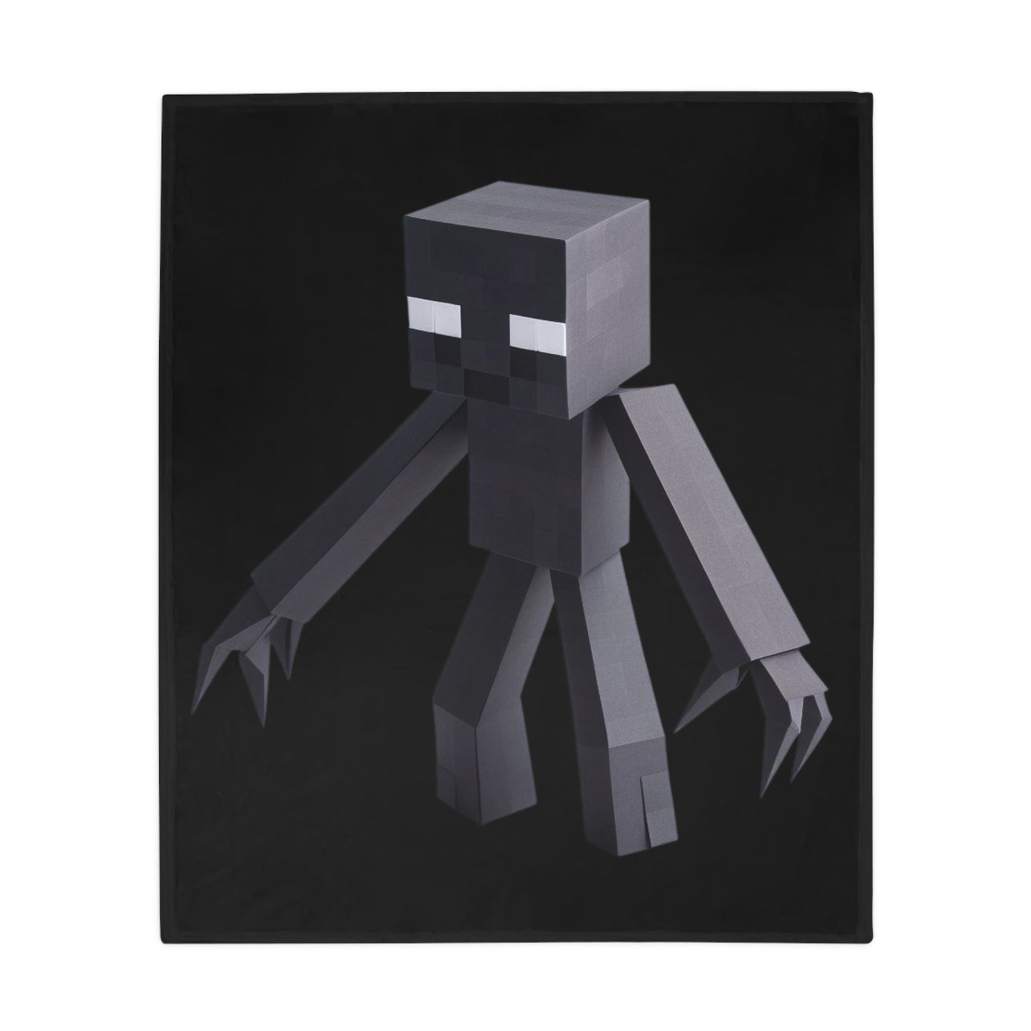 Origami Enderman Plush Fleece Blanket - Black