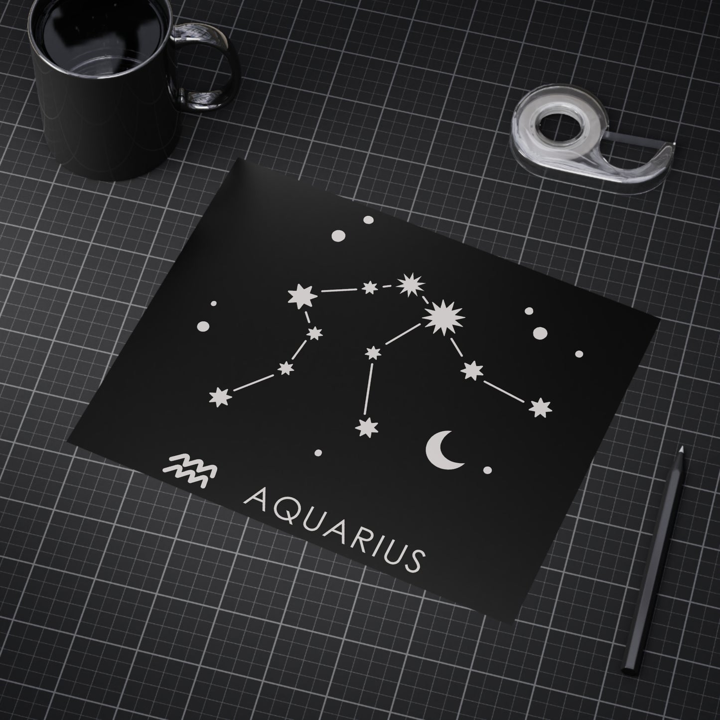 Aquarius Starmap Unframed Prints - black