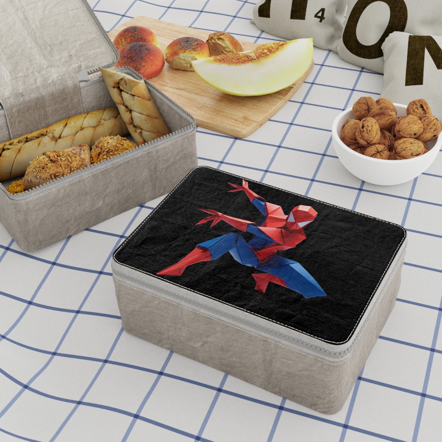 Origami Spiderman Paper Lunch Bag - black