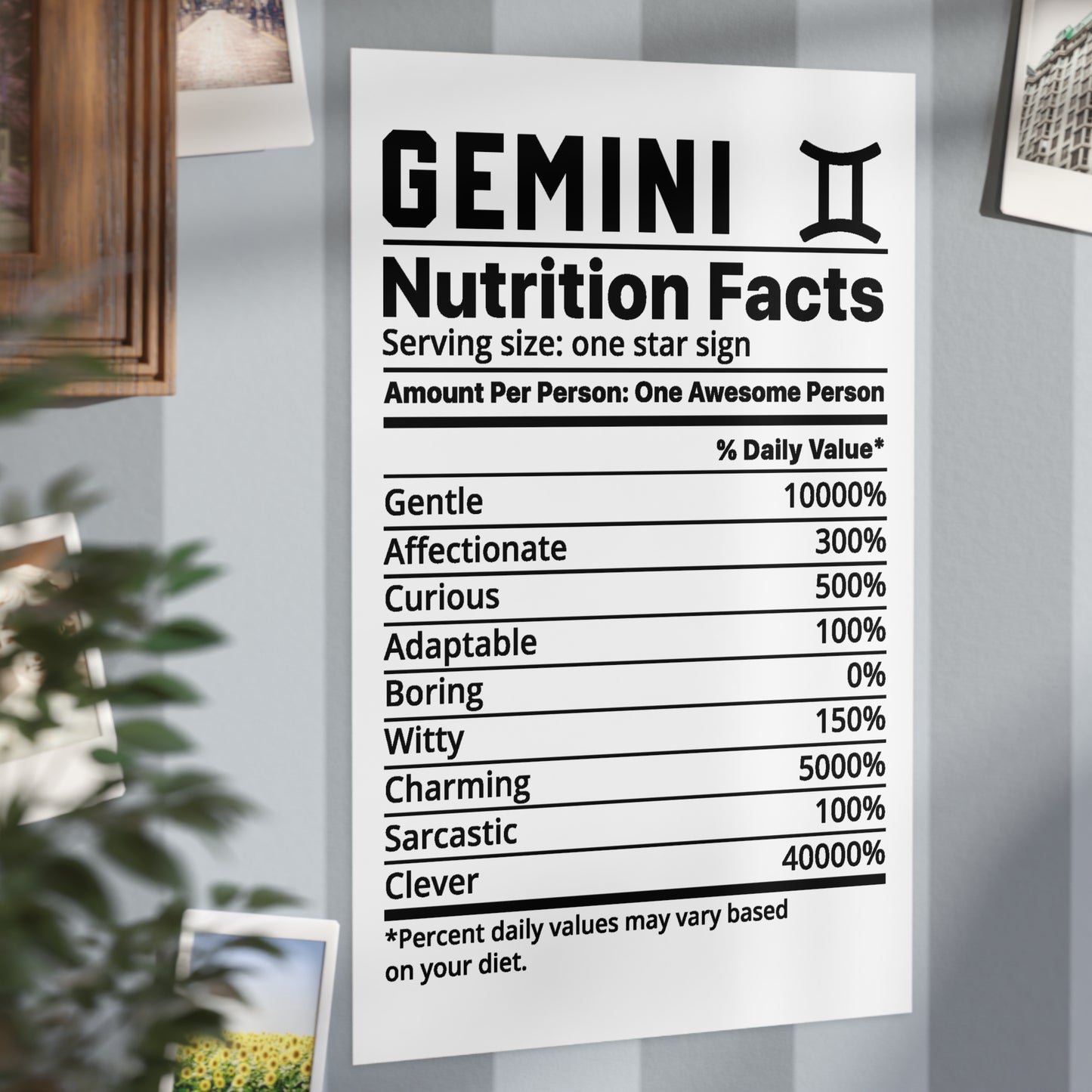 Gemini Nutrition Unframed Prints - white