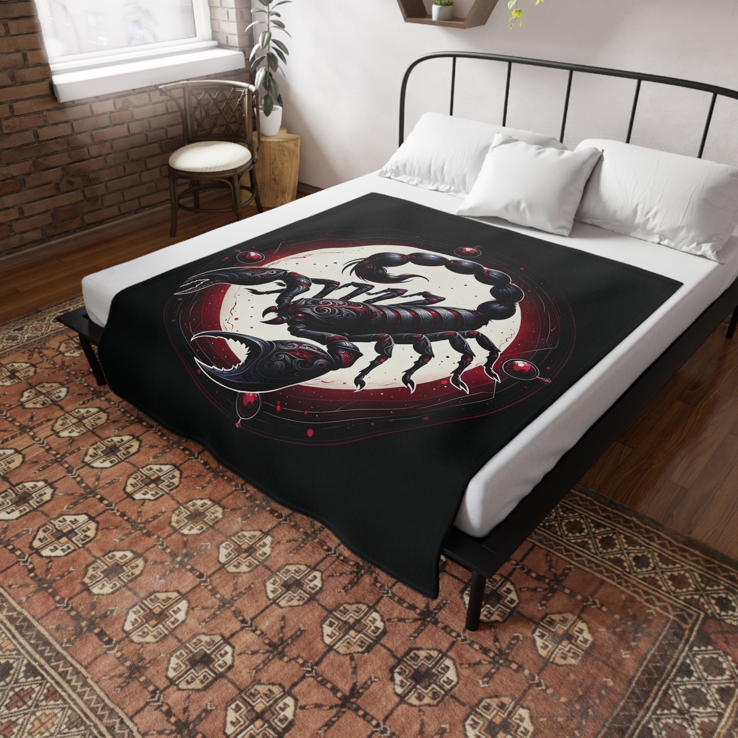 Gothic Scorpio Plush Fleece Blanket - black