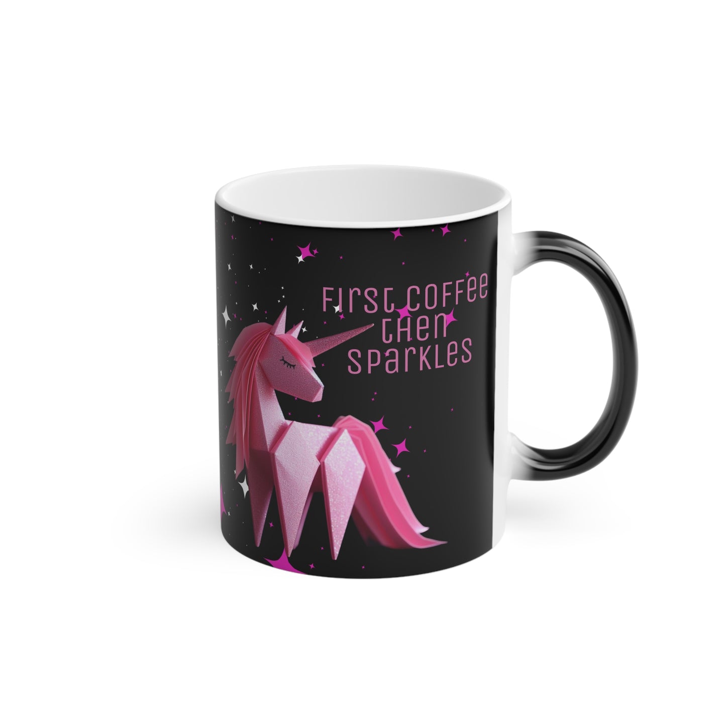 Origami Pink Unicorn Magic Mug