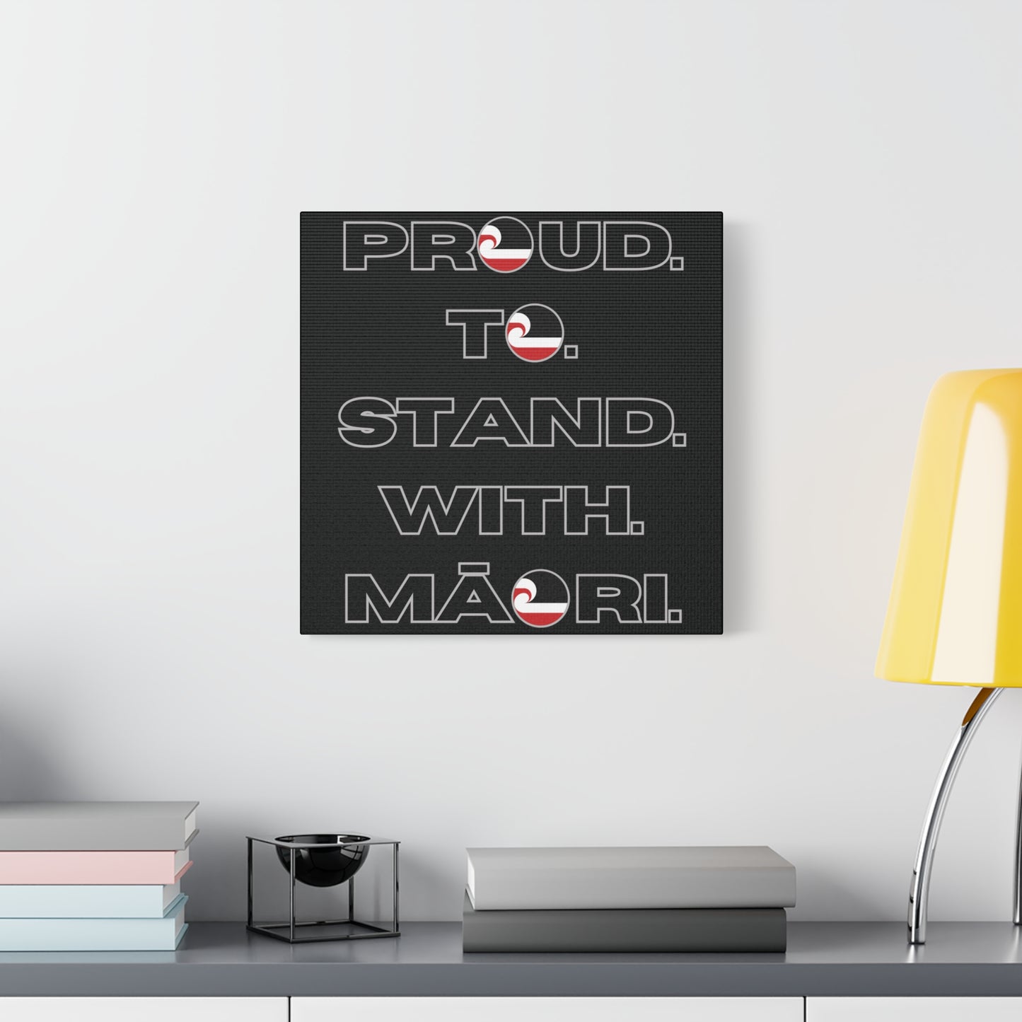 Proud. To. Stand. With. Māori. Classic Canvas - Black