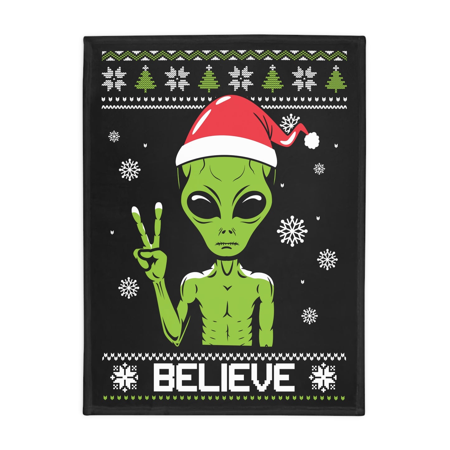 Ugly Christmas Sweater - Alien Plush Fleece Blanket