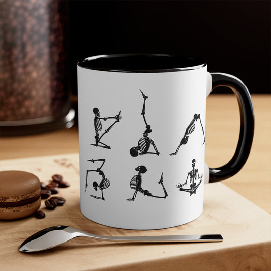 Skeleton Yoga Color Accent Mug 11oz - Zen Meditation Gift