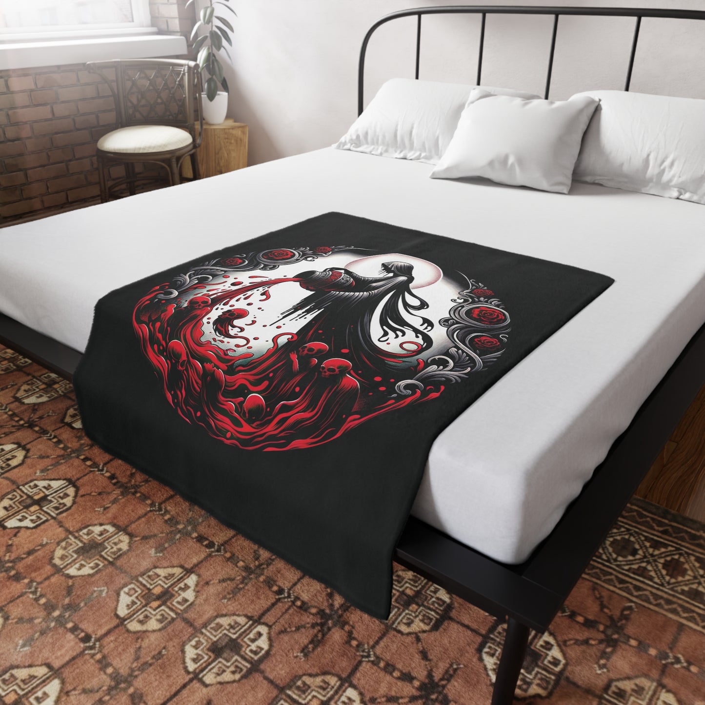 Gothic Aquarius Plush Fleece Blanket - black