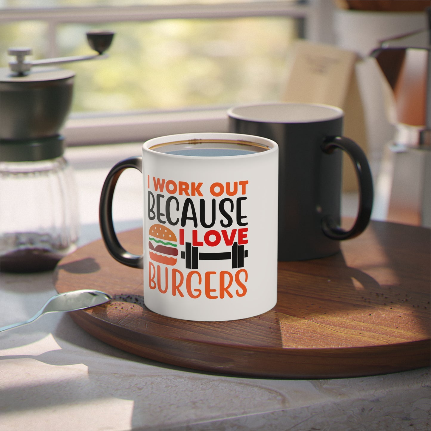 I Love Burgers Magic Mug - Color Changing Mug for Fitness Enthusiasts