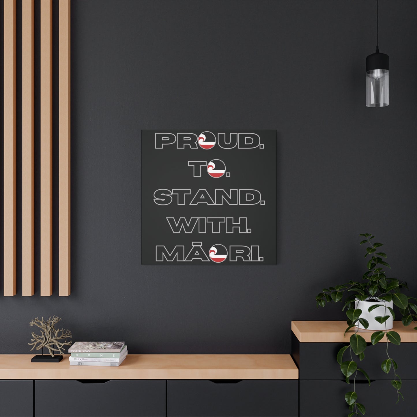 Proud. To. Stand. With. Māori. Classic Canvas - Black