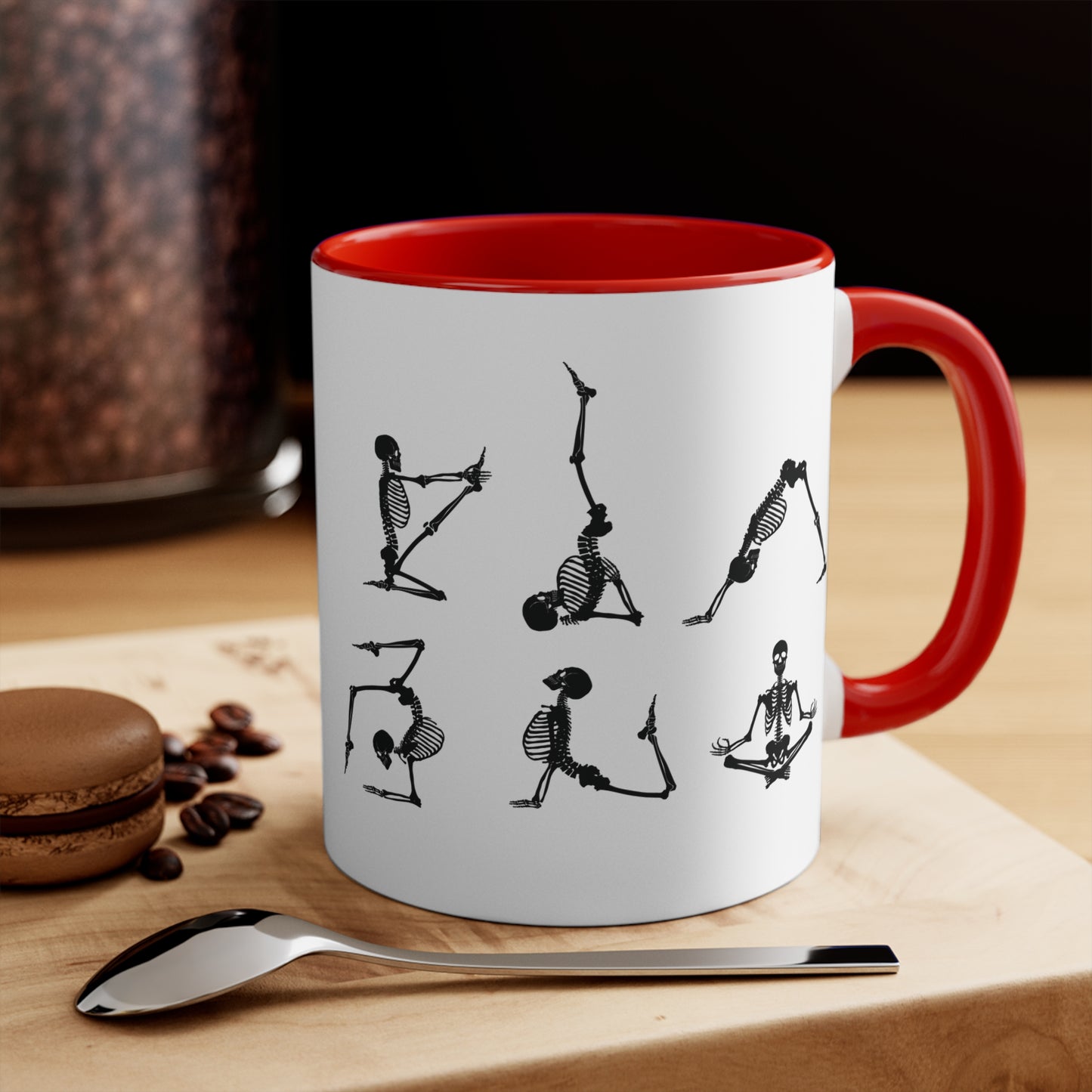 Skeleton Yoga Color Accent Mug 11oz - Zen Meditation Gift