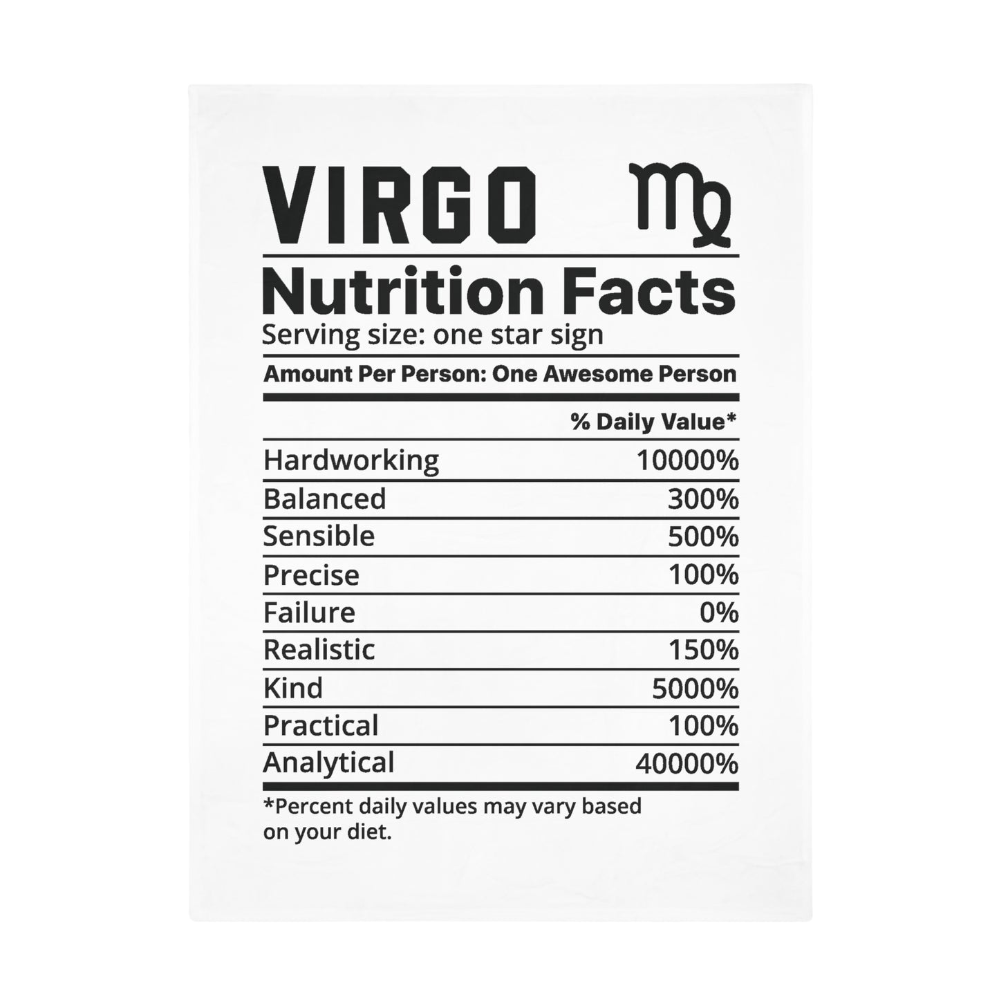 Virgo Nutrition Plush Fleece Blanket - white