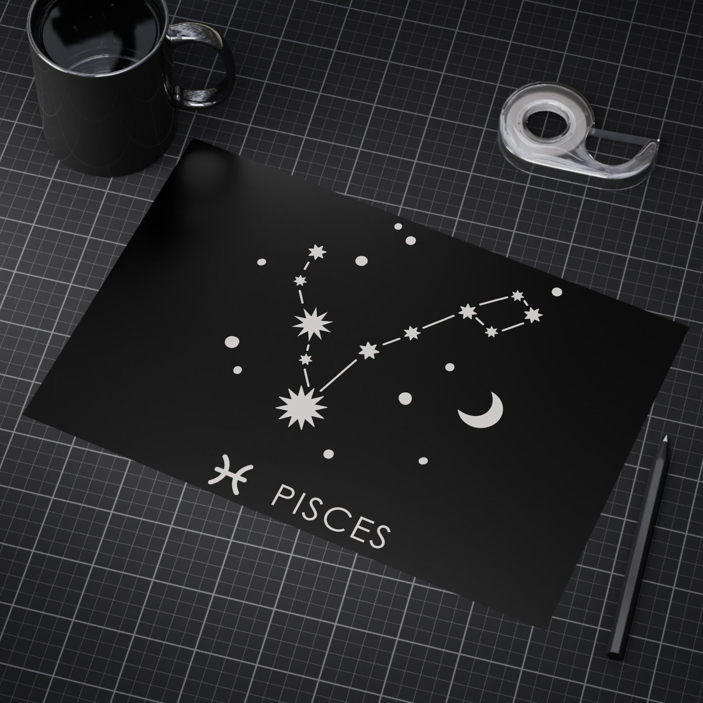 Pisces Starmap Unframed Prints - black