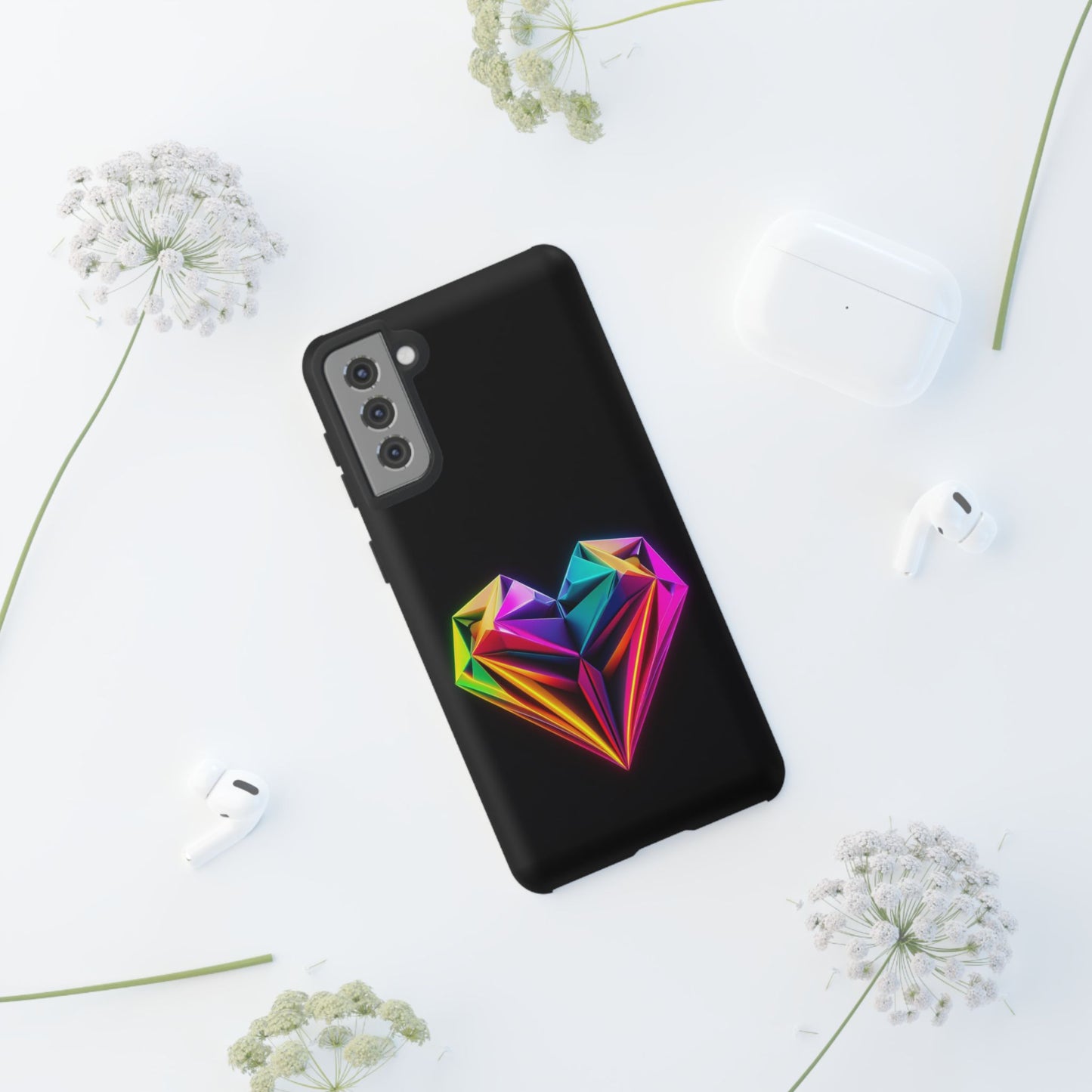 Origami Neon Heart Tough Cases iPhone/Google/Samsung