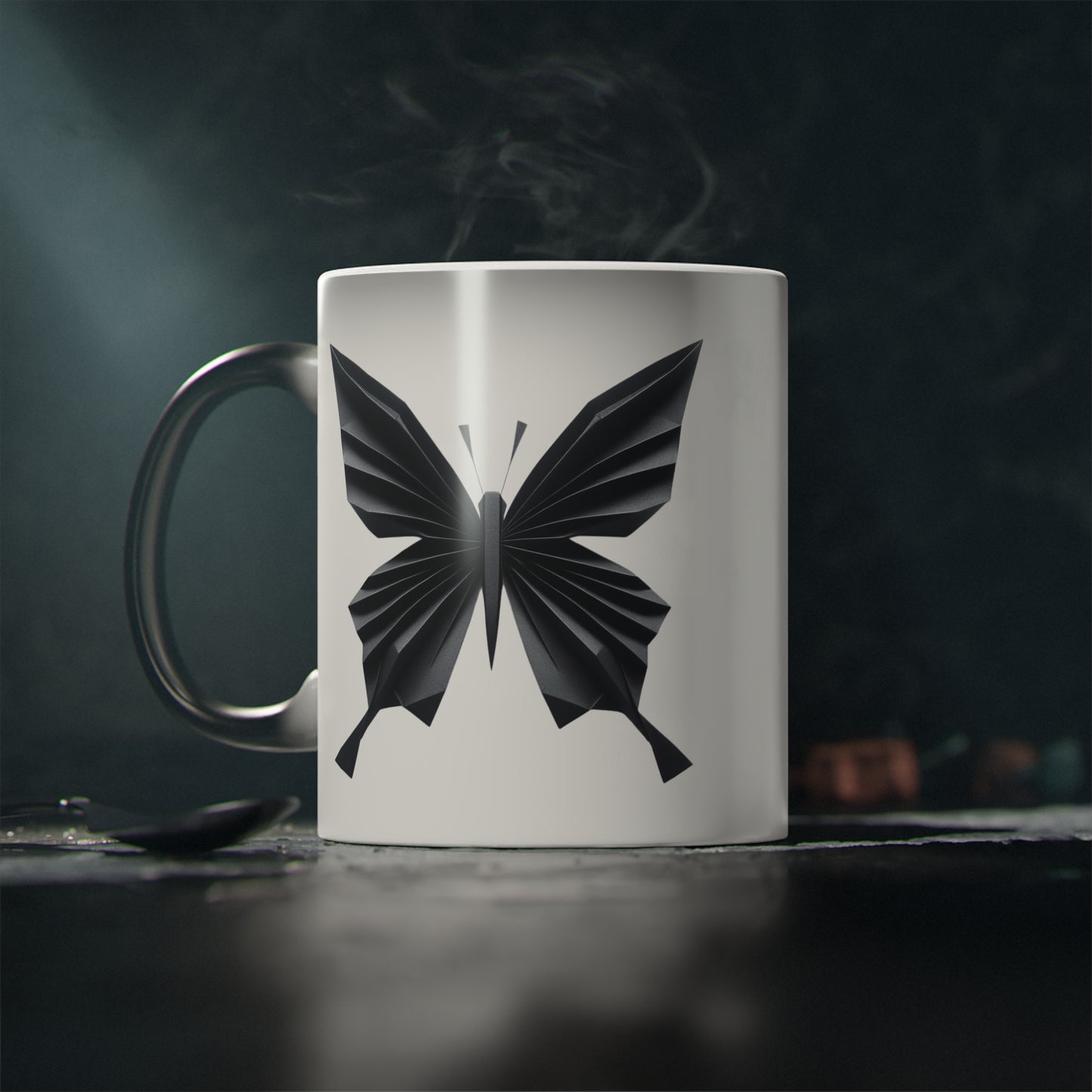 Origami Black Butterfly Magic Mug