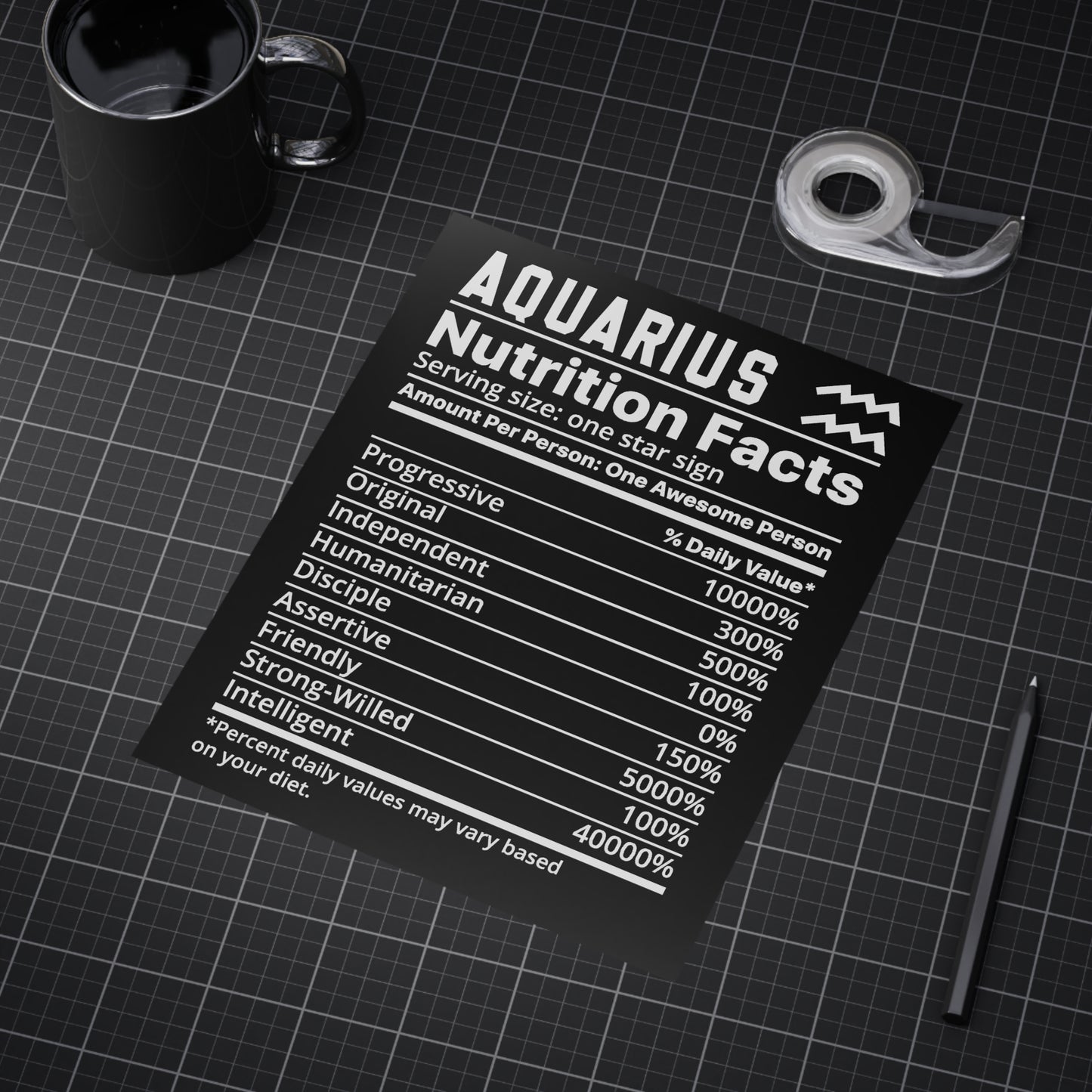 Aquarius Nutrition Unframed Prints - black