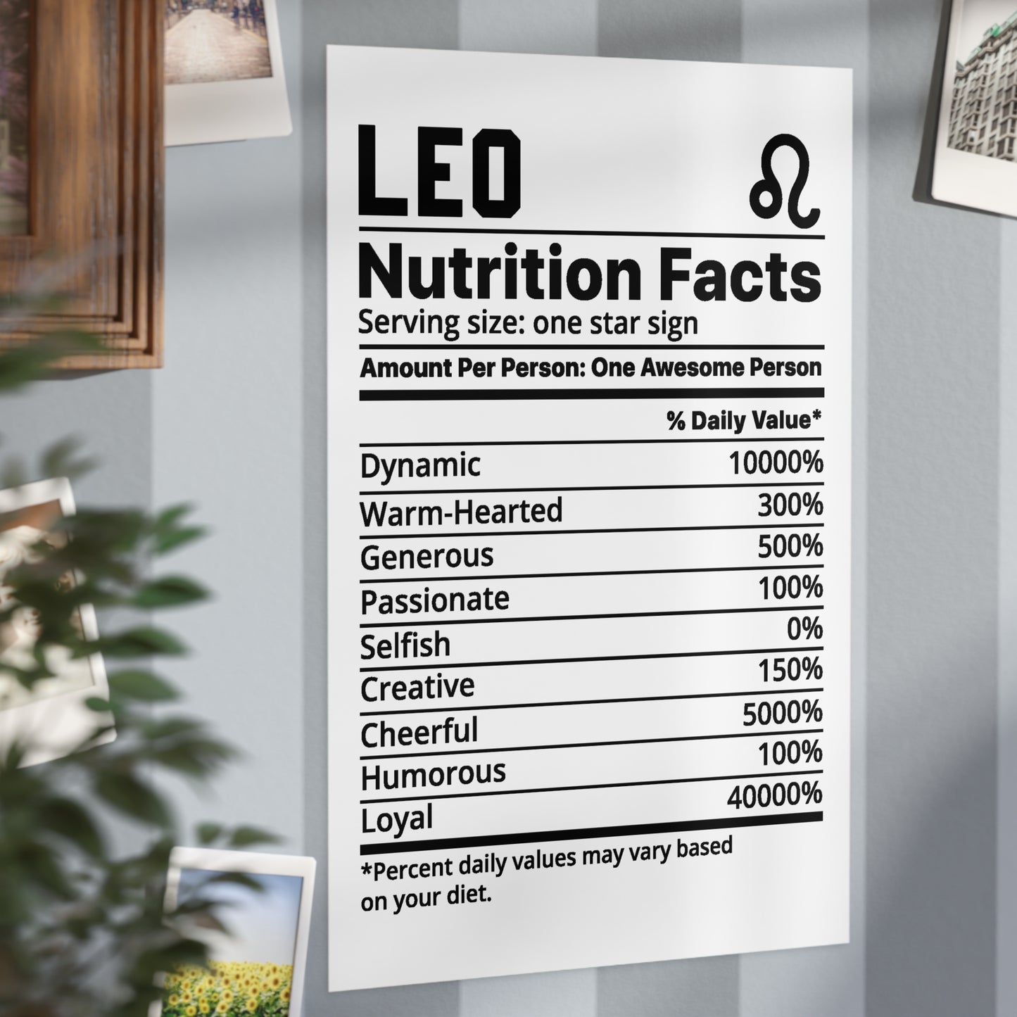 Leo Nutrition Unframed Prints - white