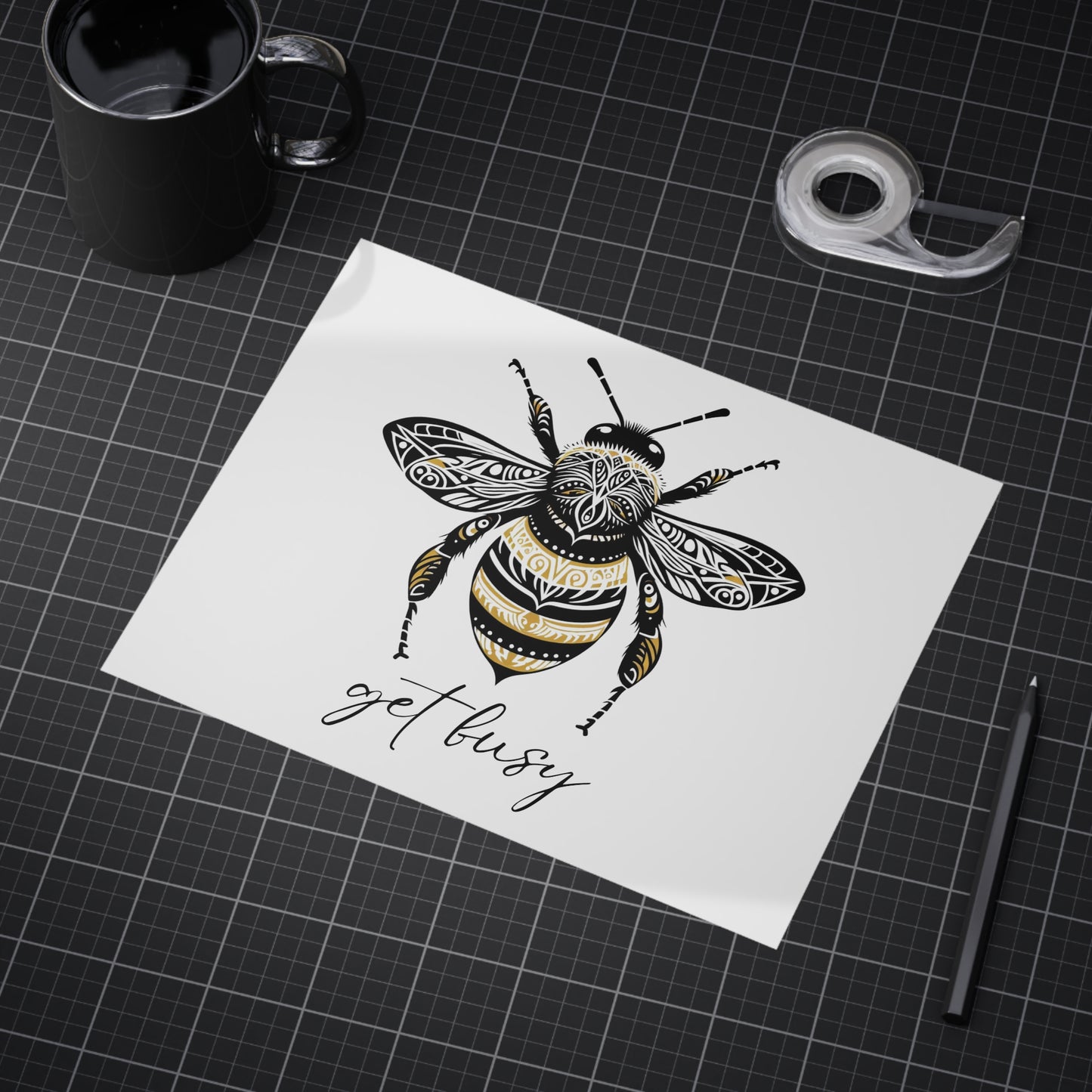 Get Busy Bee Unframed Prints - white