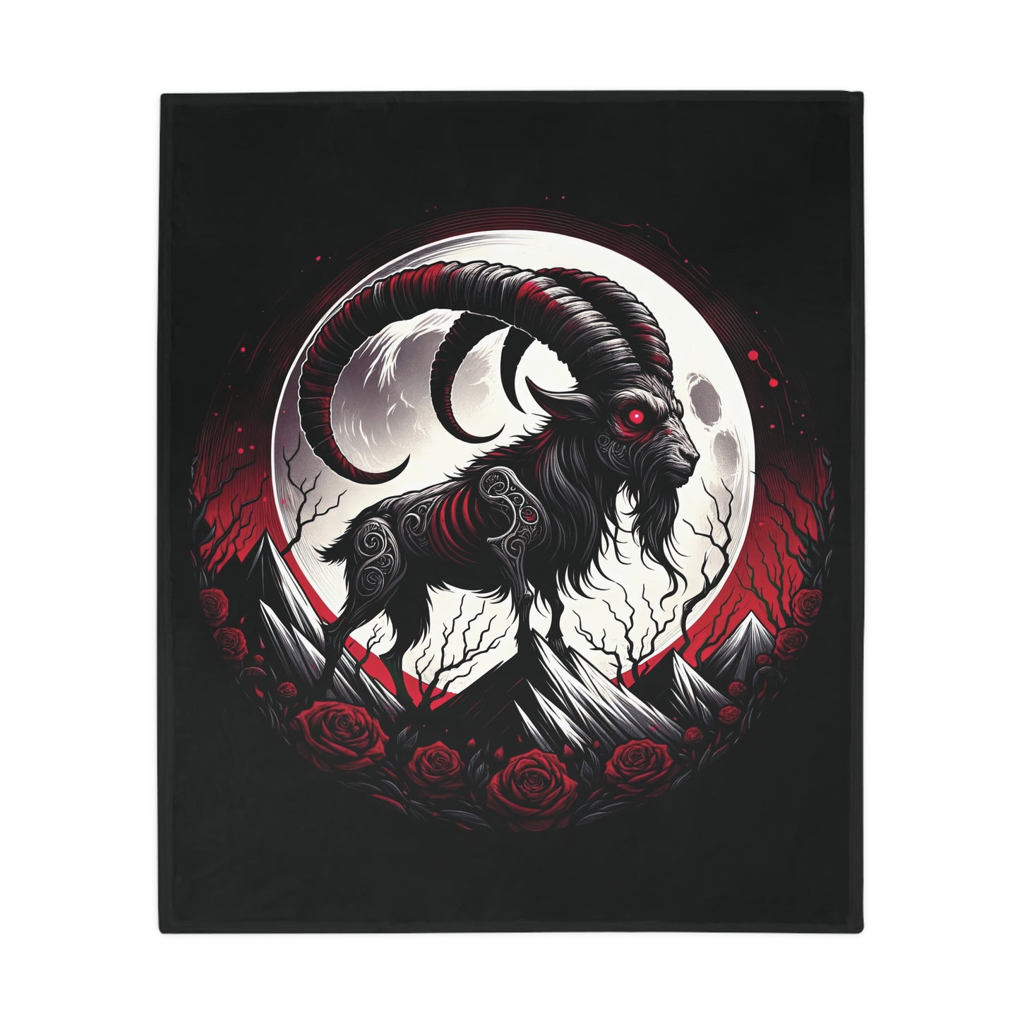 Gothic Capricorn Plush Fleece Blanket - black