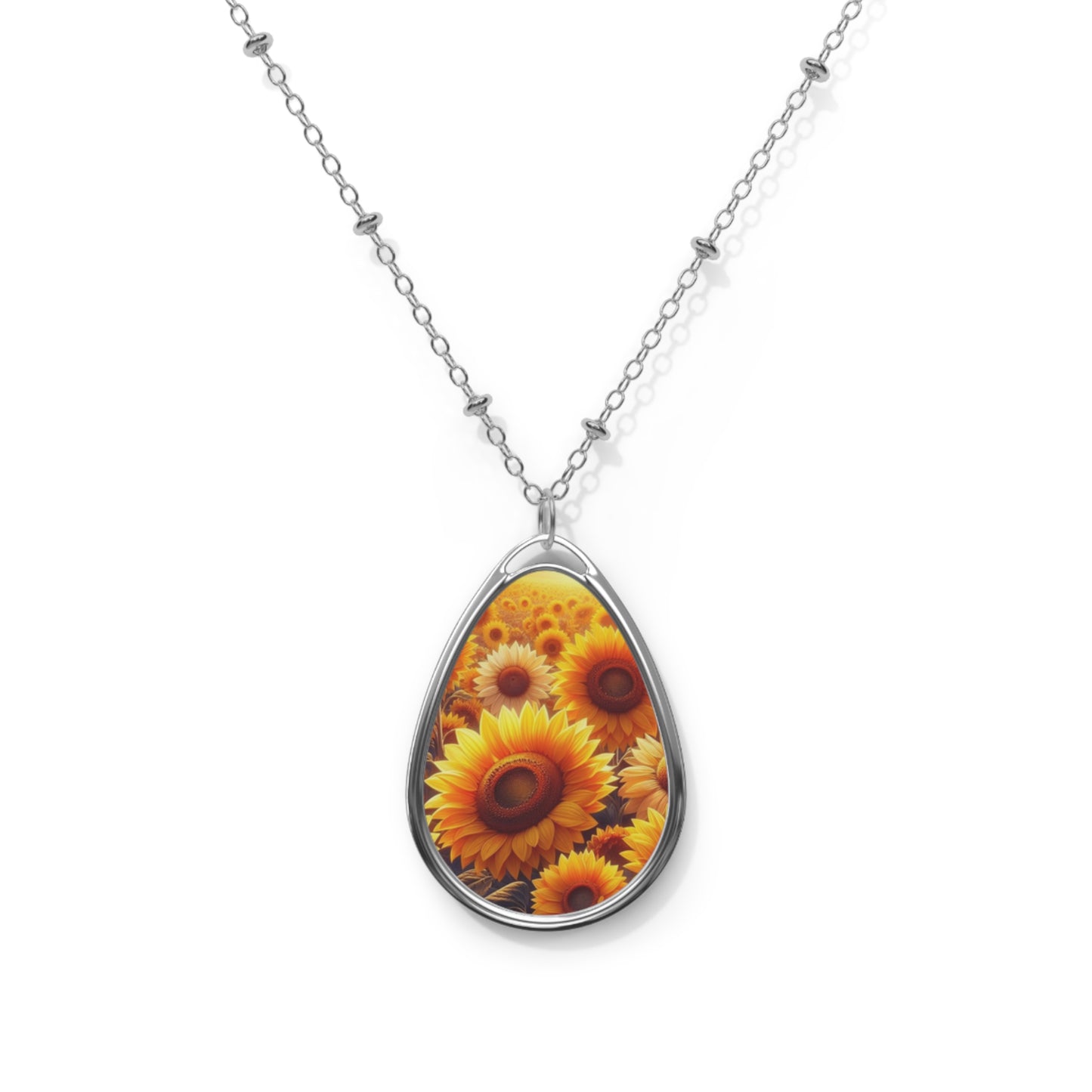 Sunflowers Oval Necklace