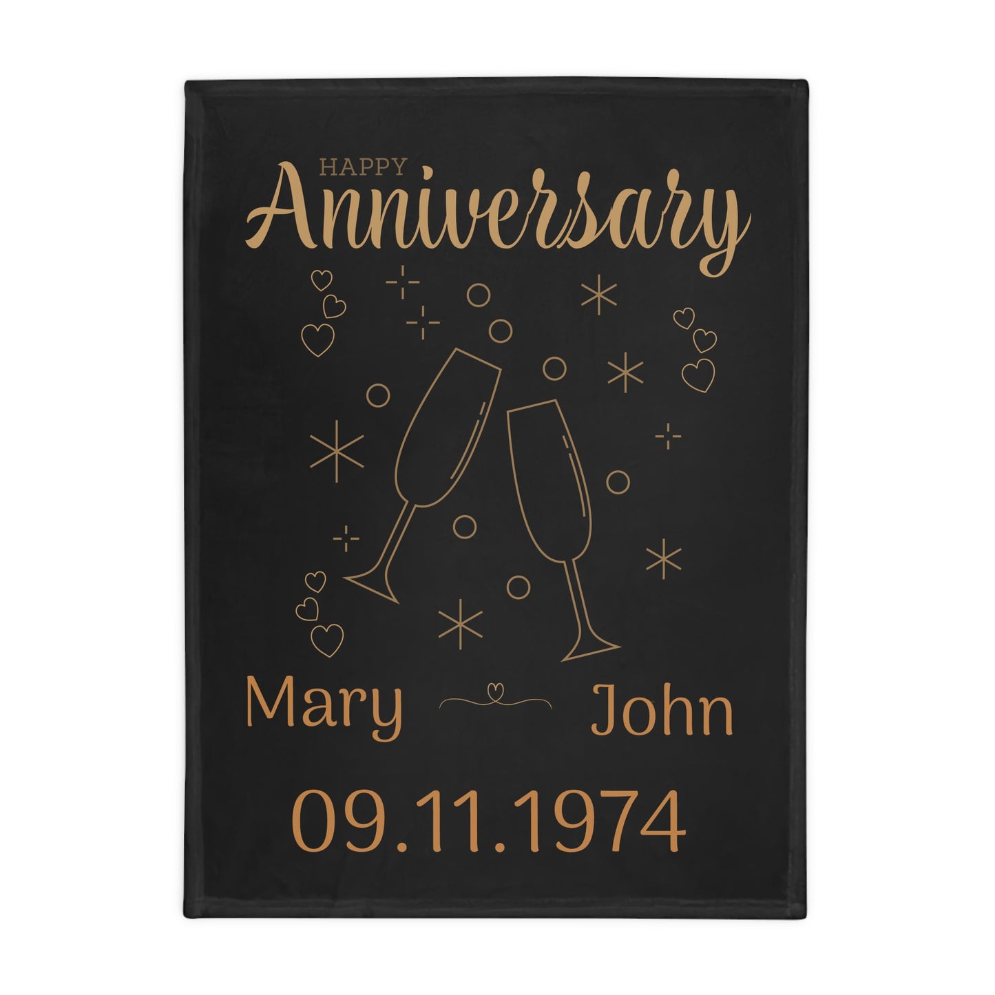 Customisable Anniversary Plush Fleece Blanket - black