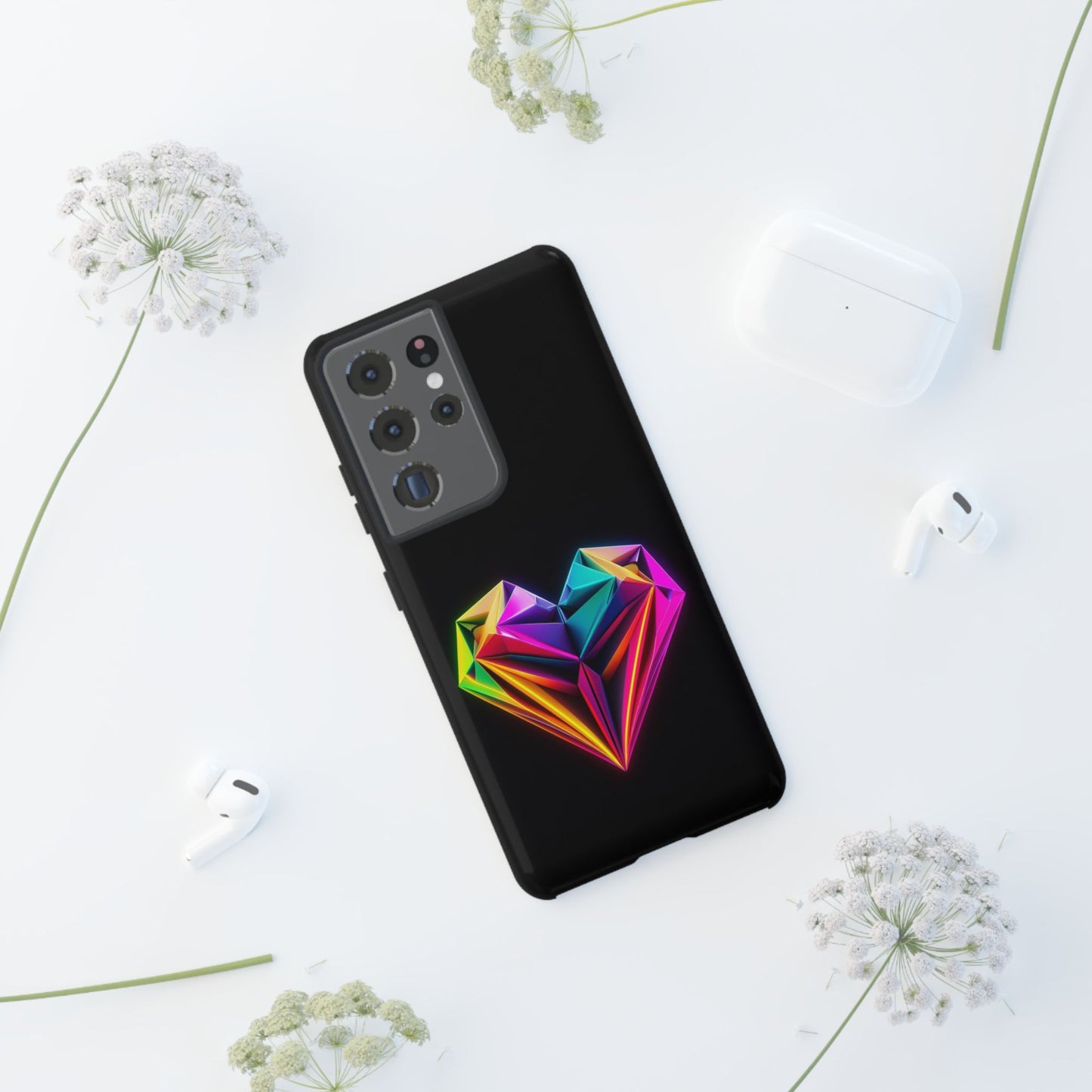 Origami Neon Heart Tough Cases iPhone/Google/Samsung