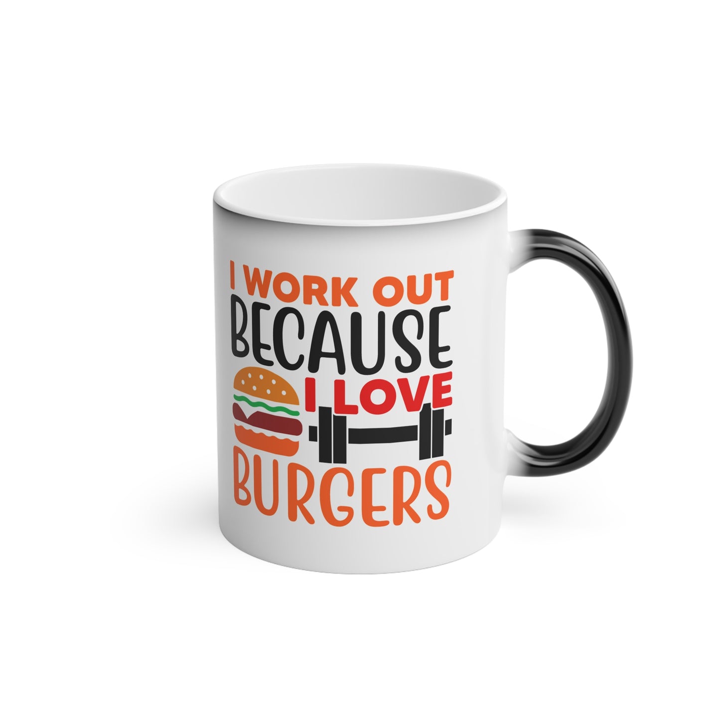 I Love Burgers Magic Mug - Color Changing Mug for Fitness Enthusiasts