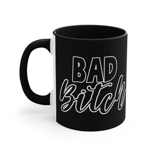 Bad Bitch Colorful Accent Mug 11oz - For Adults Only - Black