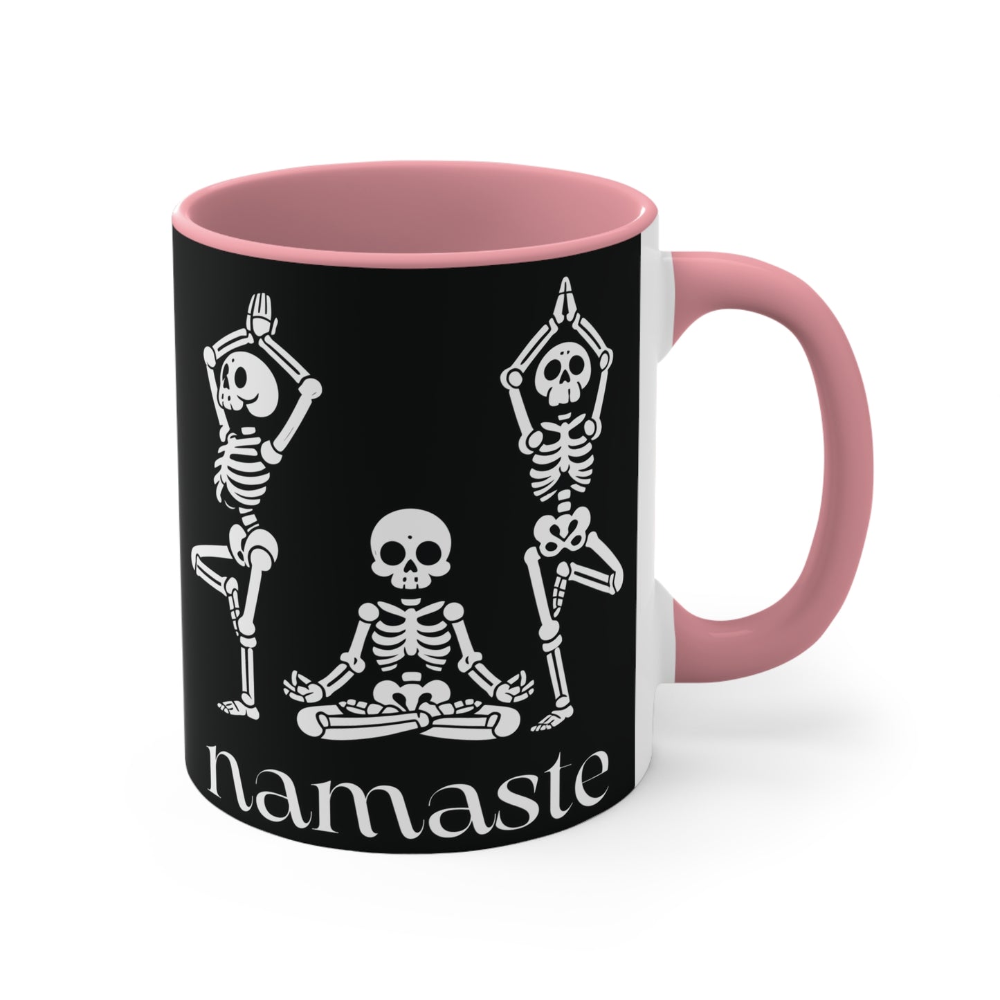 Namaste Skeletons Color Accent Mug 11oz - Zen Meditation Gift