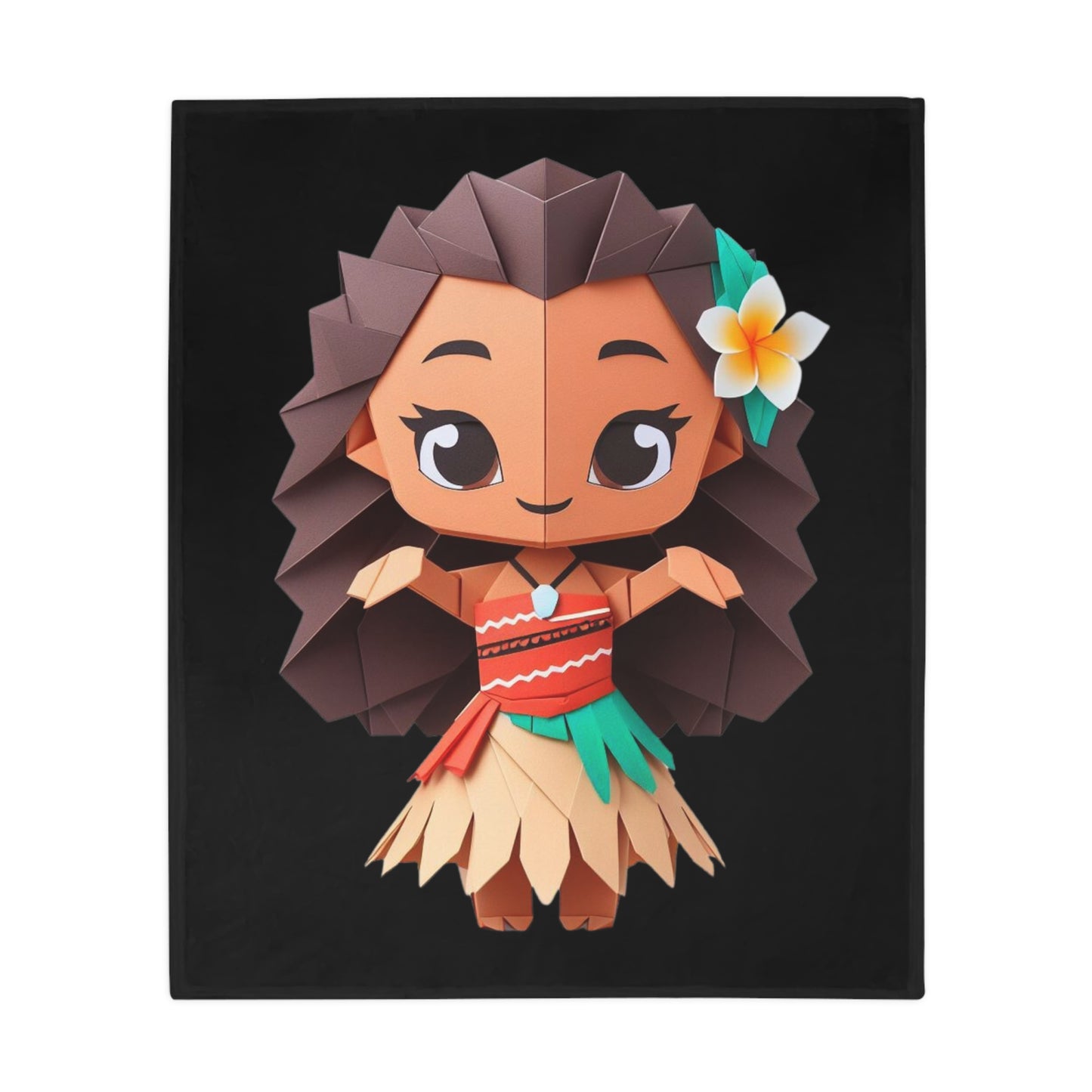 Origami Moana Plush Fleece Blanket - Black