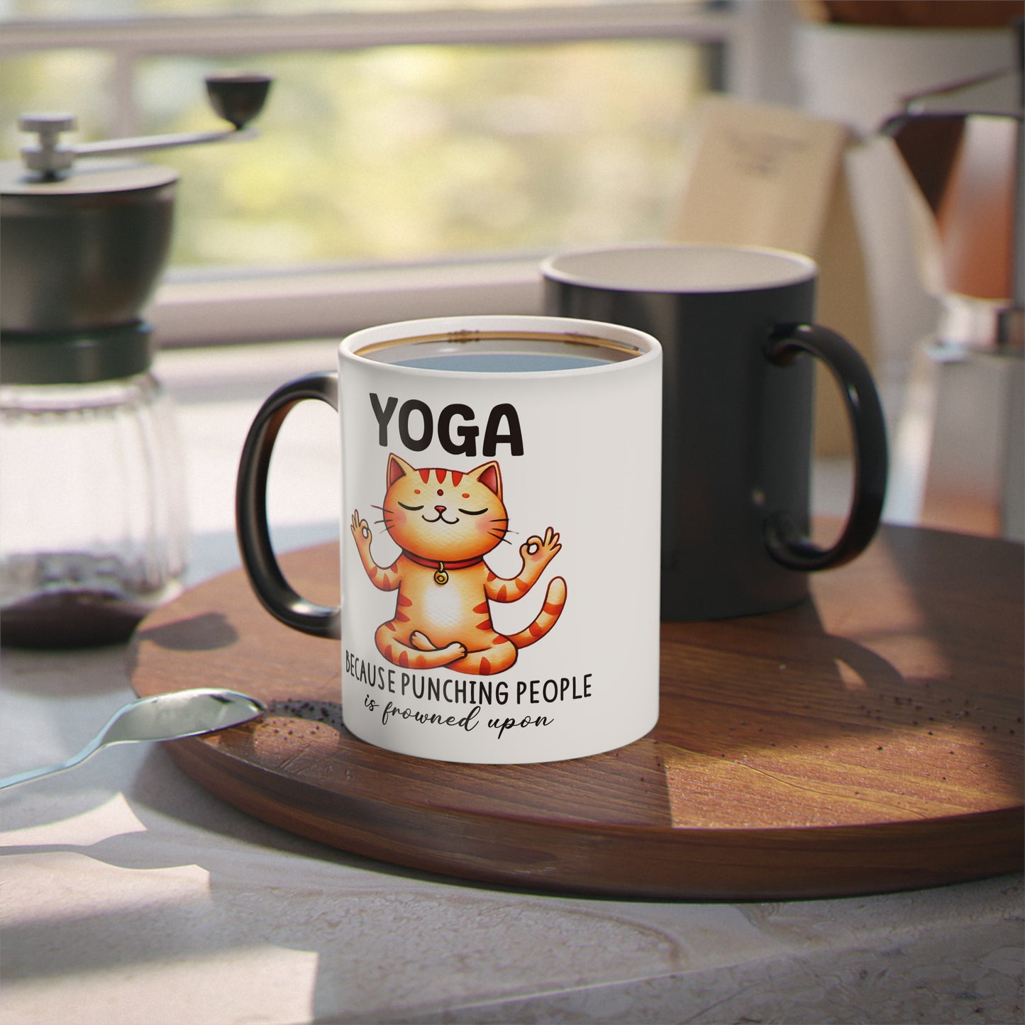 Punching People Magic Mug - Color Changing Heat Sensitive Cup for Relaxation and Meditation