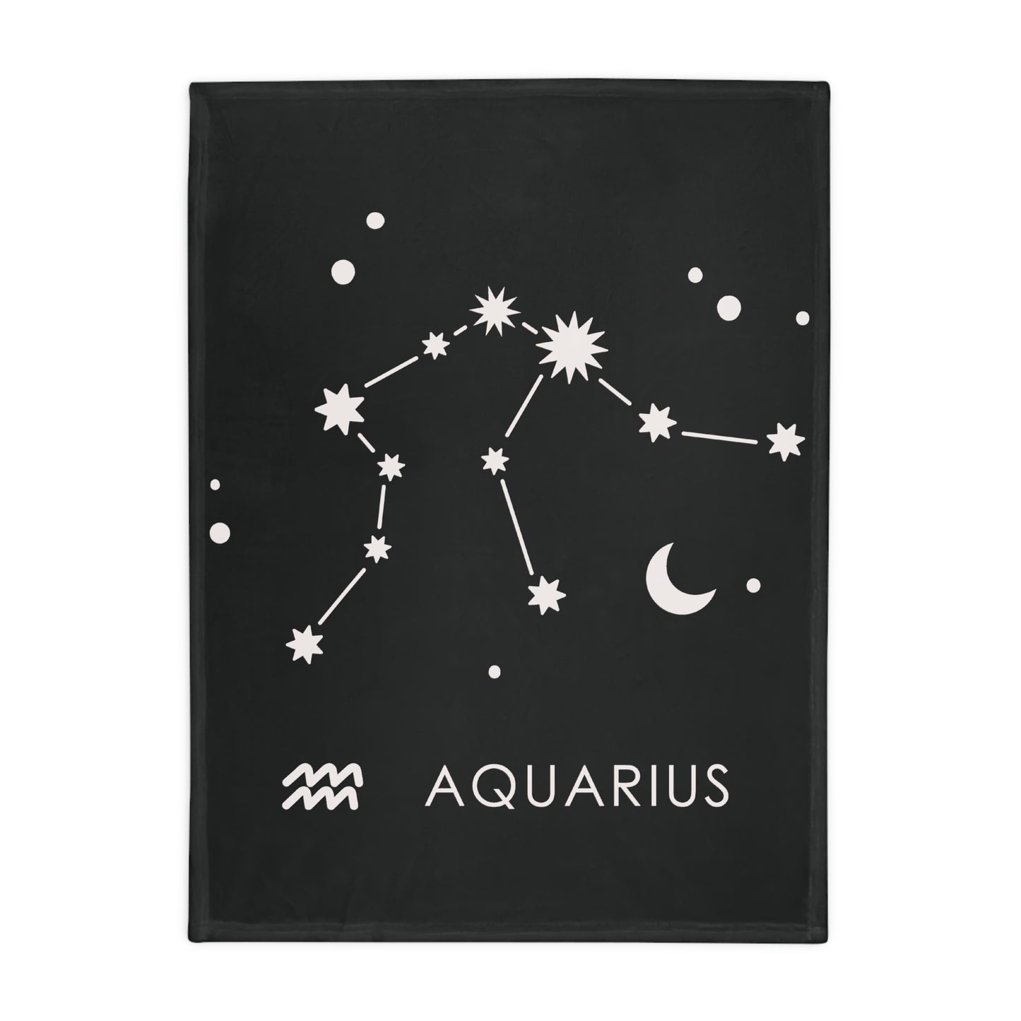 Aquarius Star Map Plush Fleece Blanket - black