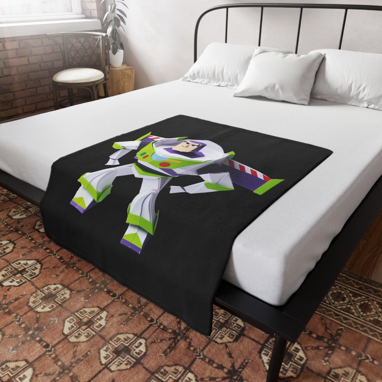 Origami Buzz Lightyear Plush Fleece Blanket - Black