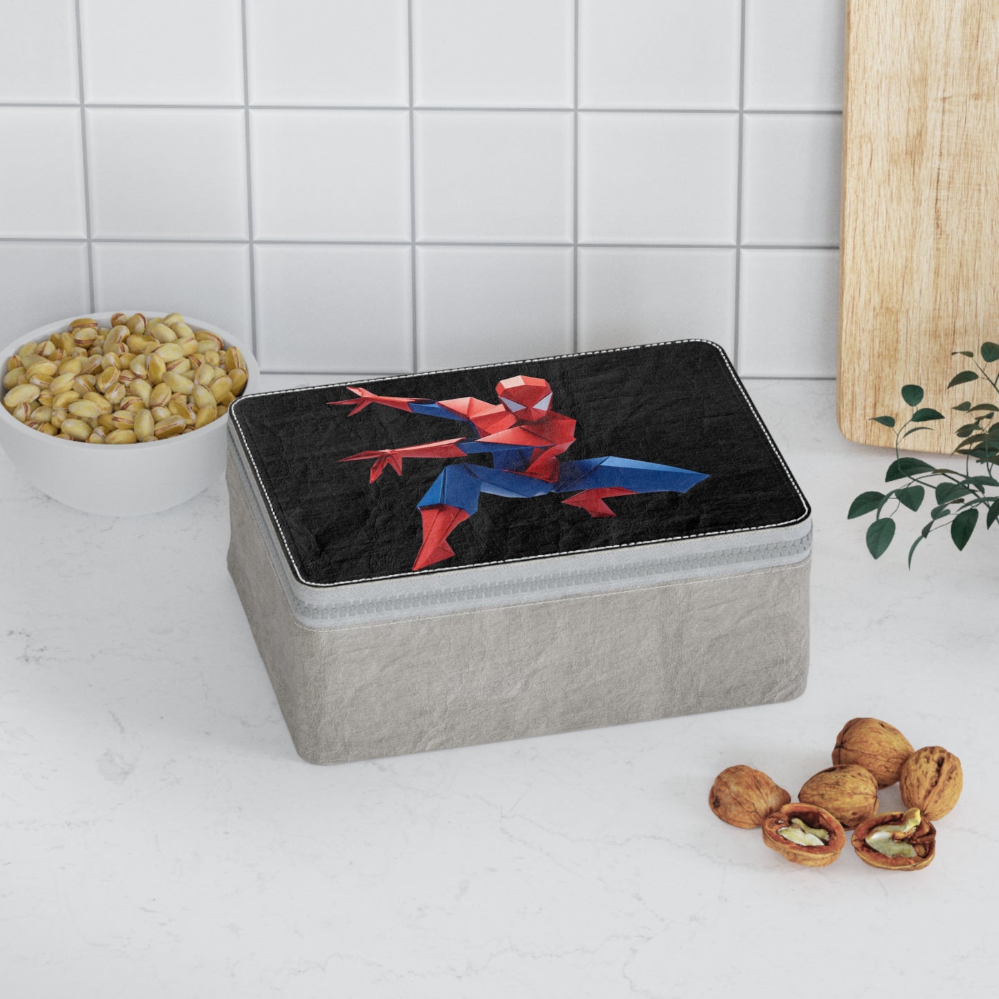 Origami Spiderman Paper Lunch Bag - black