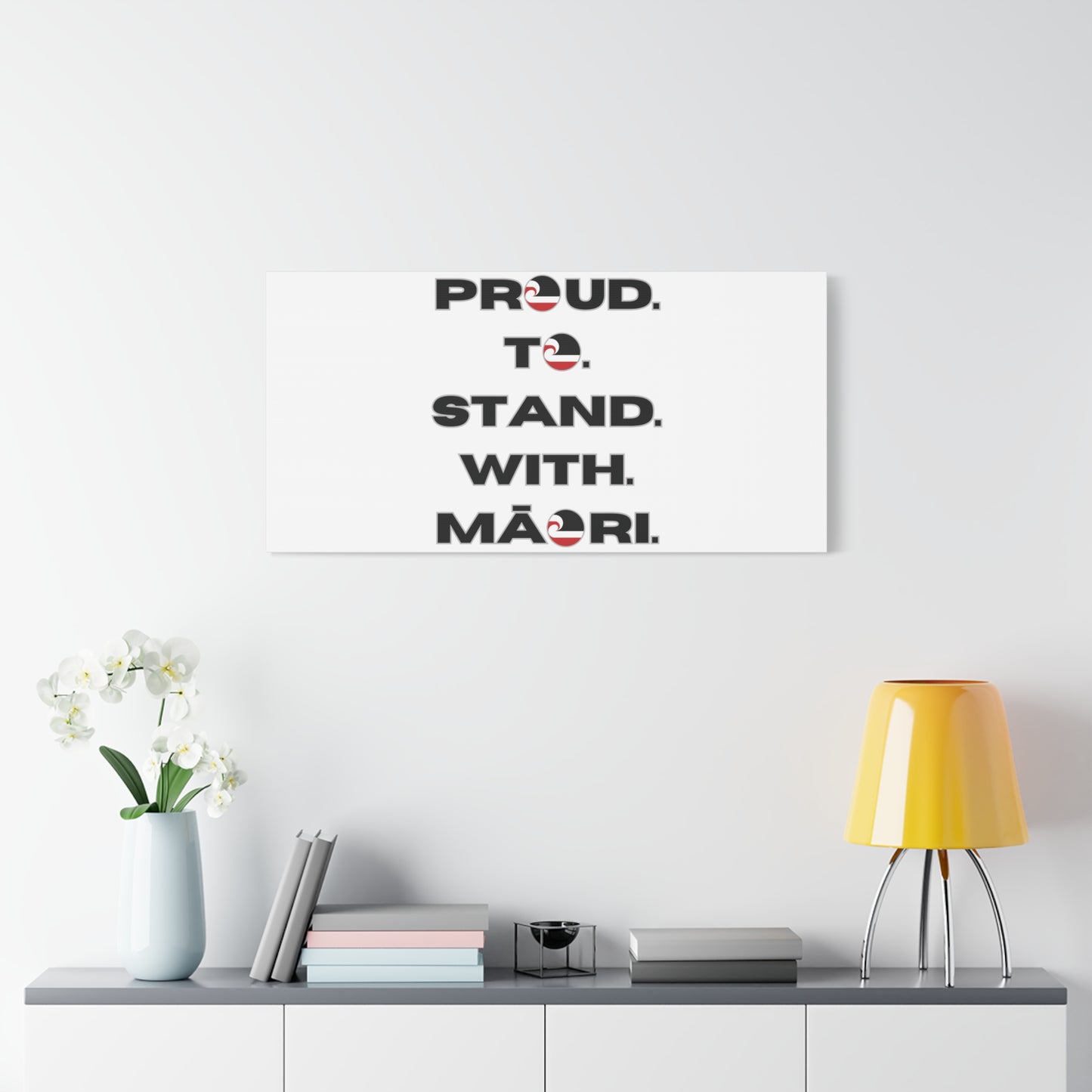 Proud. To. Stand. With. Māori. Classic Canvas - White