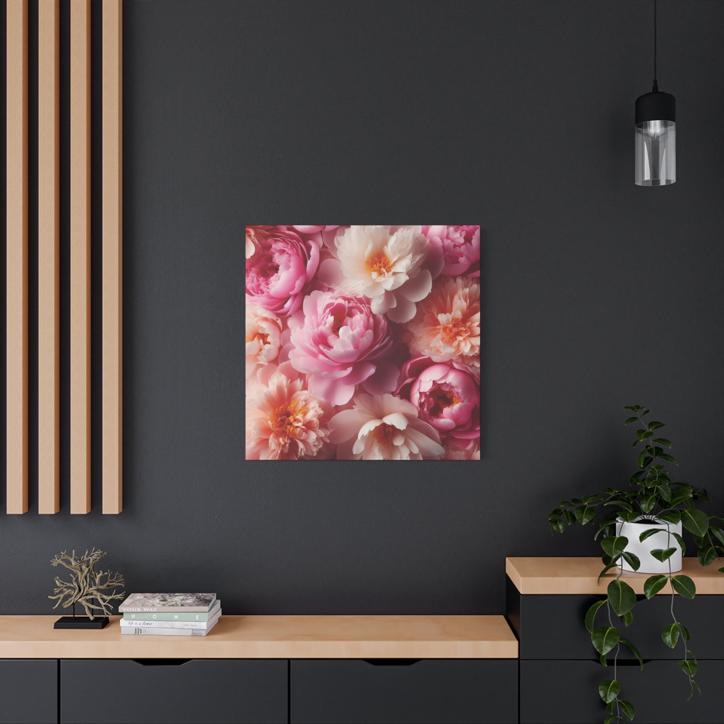 Peonies Classic Canvas - Black