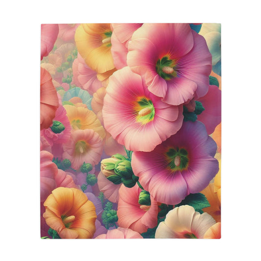 Hollyhocks #1 Plush Fleece Blanket