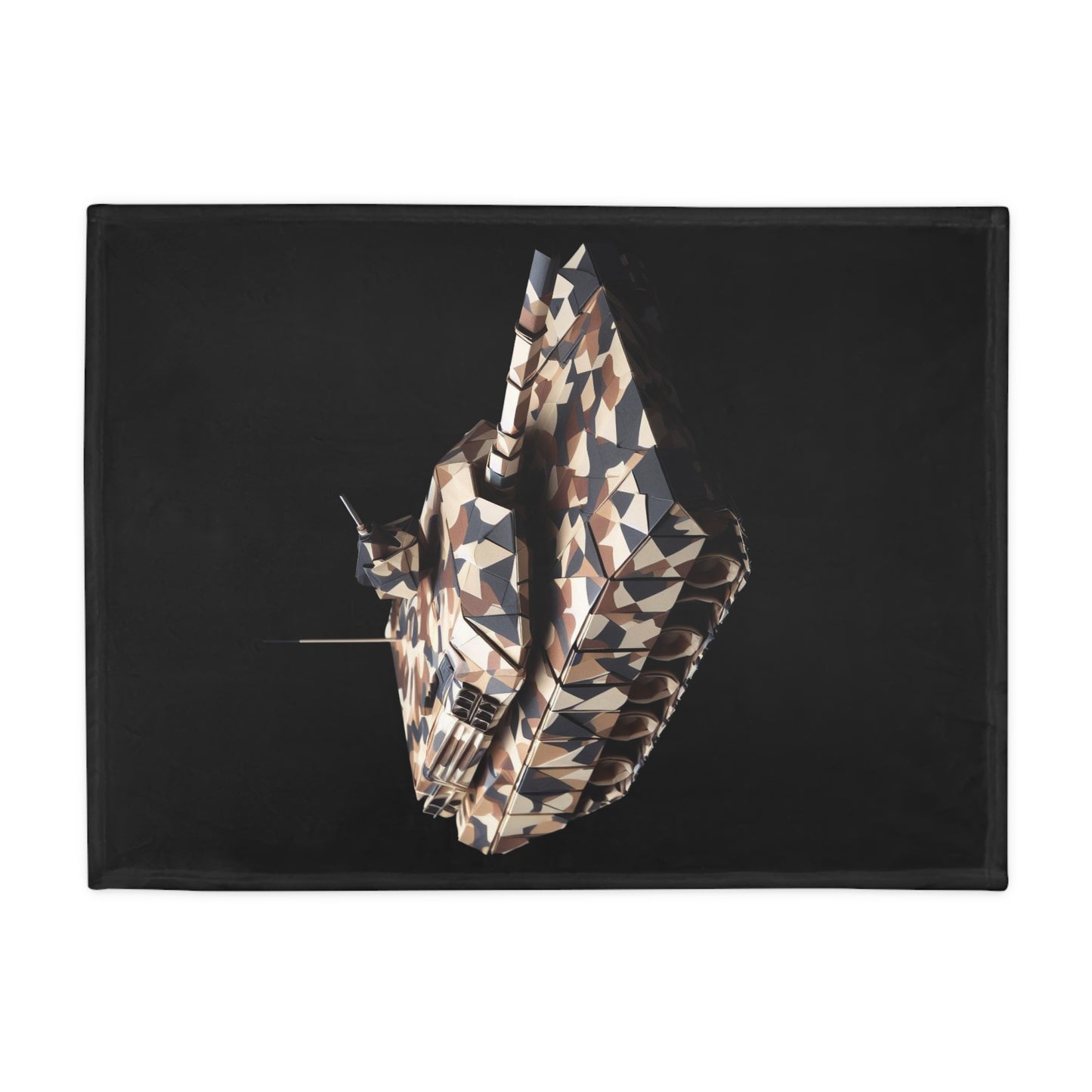 Origami Camo Tank Plush Fleece Blanket - Black