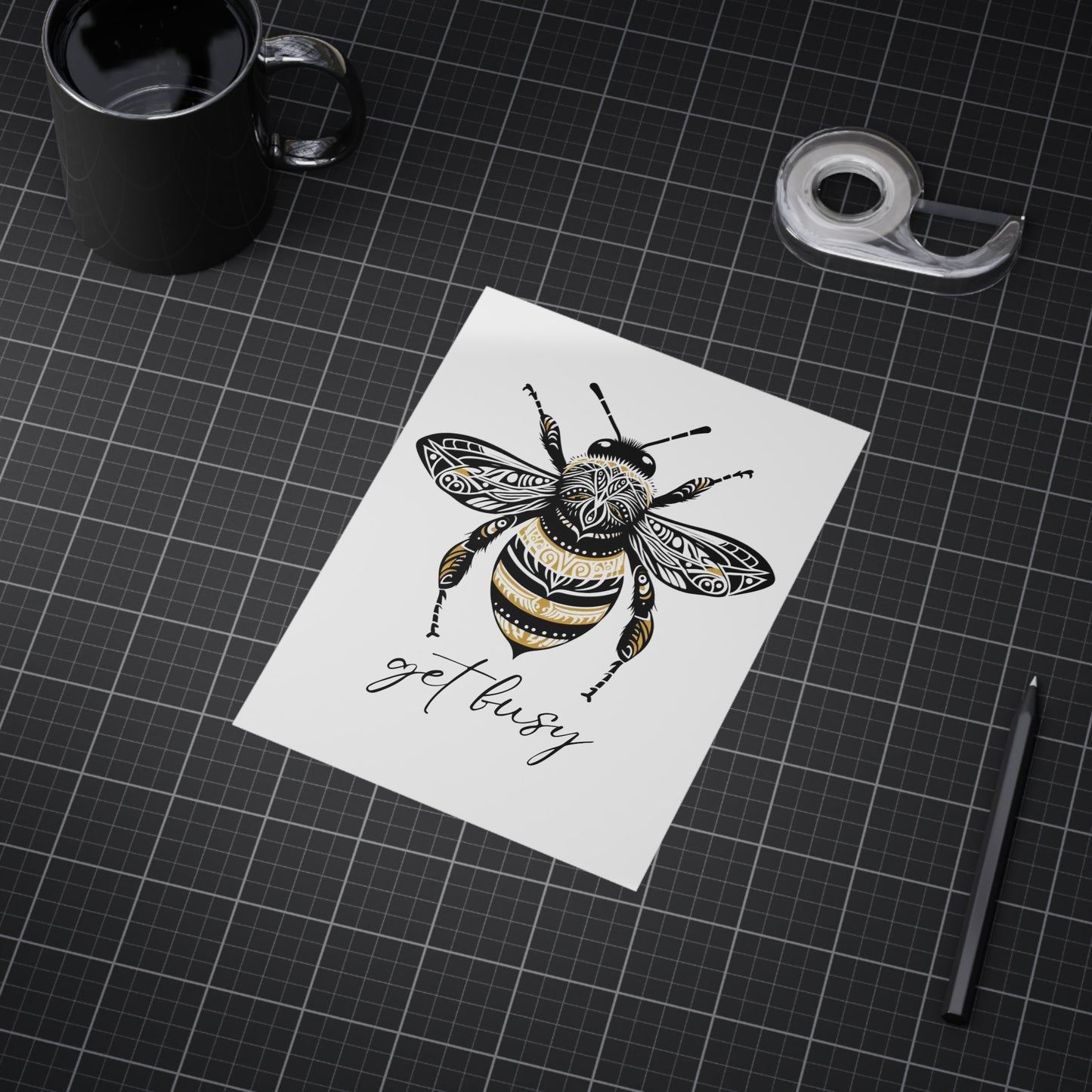 Get Busy Bee Unframed Prints - white