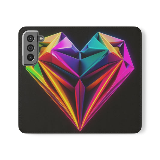 Origami Neon Heart Flip Cases - iPhone/Samsung