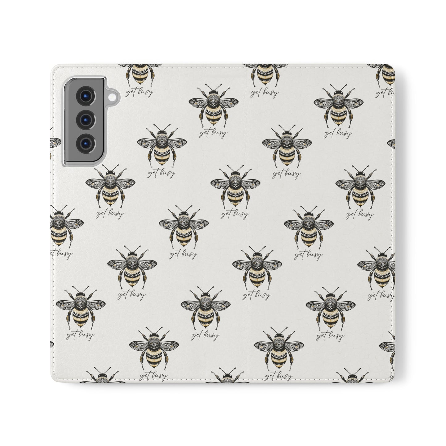 Get Busy Bee Flip Cases for iPhone/Samsung - white