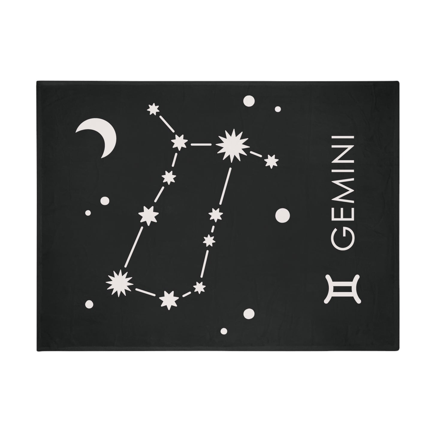 Gemini Star Map Plush Fleece Blanket - black