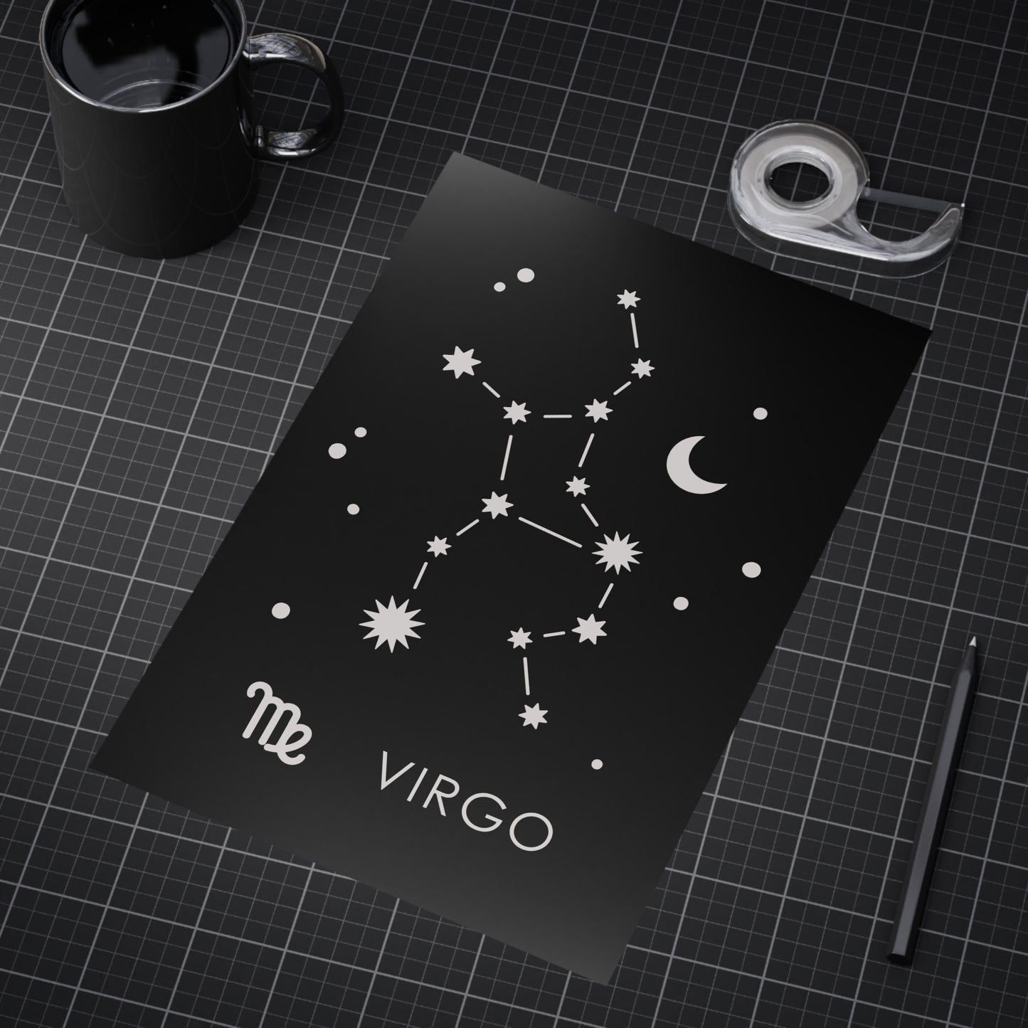 Virgo Starmap Unframed Prints - black