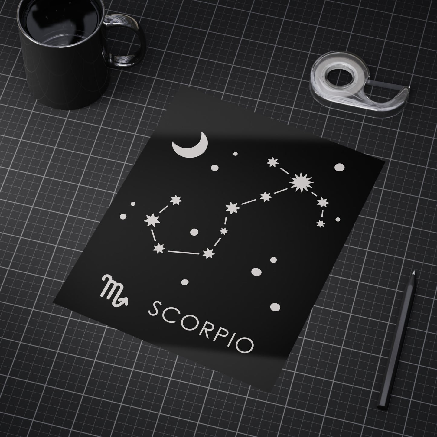 Scorpio Starmap Unframed Prints - black