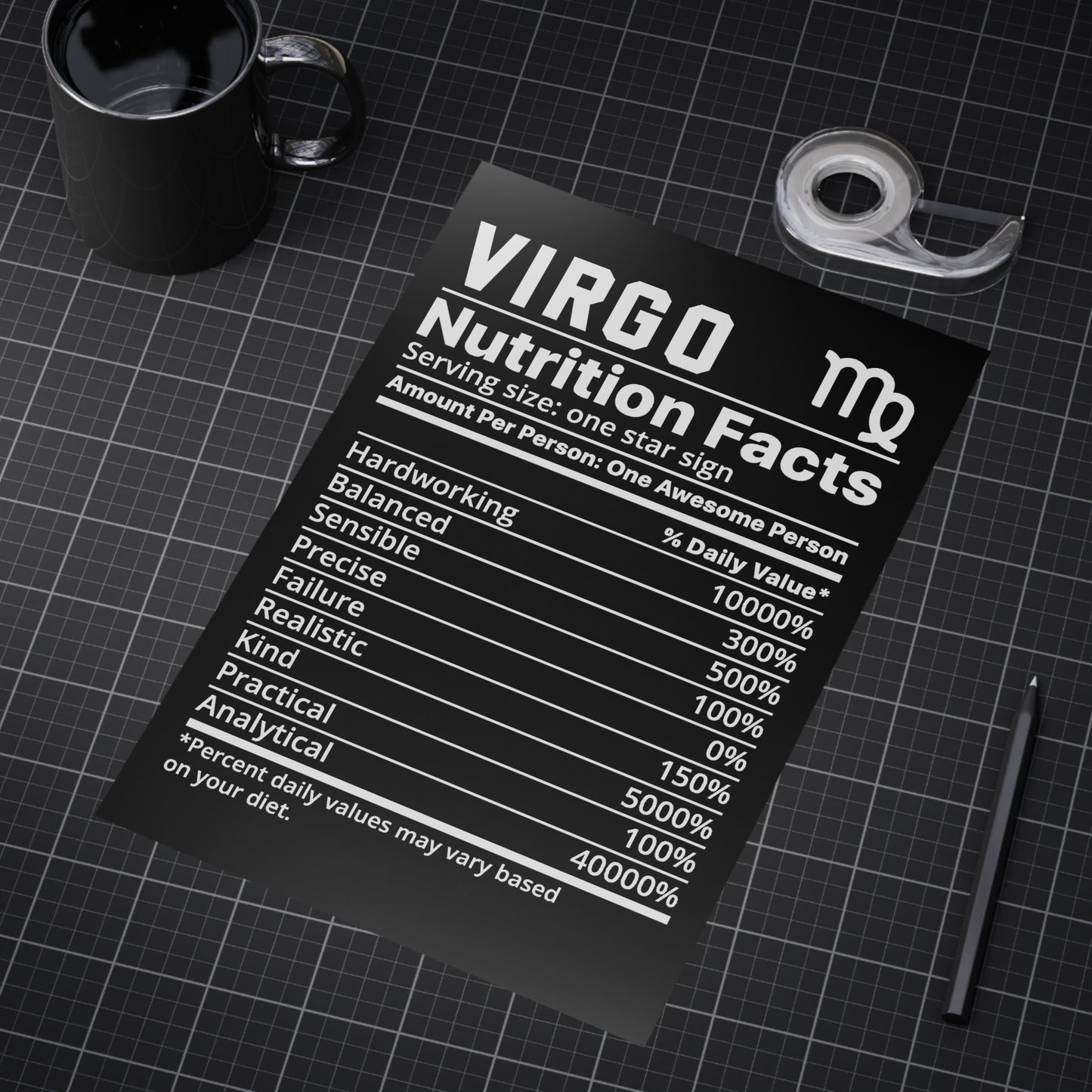 Virgo Nutrition Unframed Prints - black