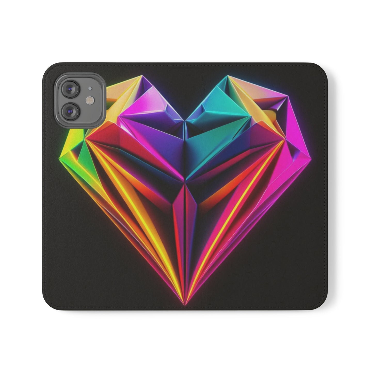 Origami Neon Heart Flip Cases - iPhone/Samsung