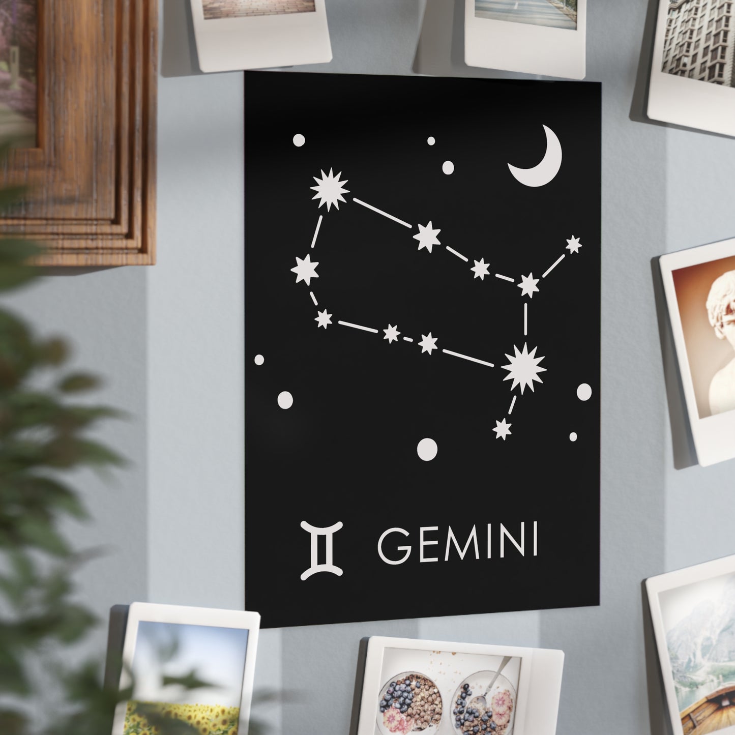 Gemini Starmap Unframed Prints - black