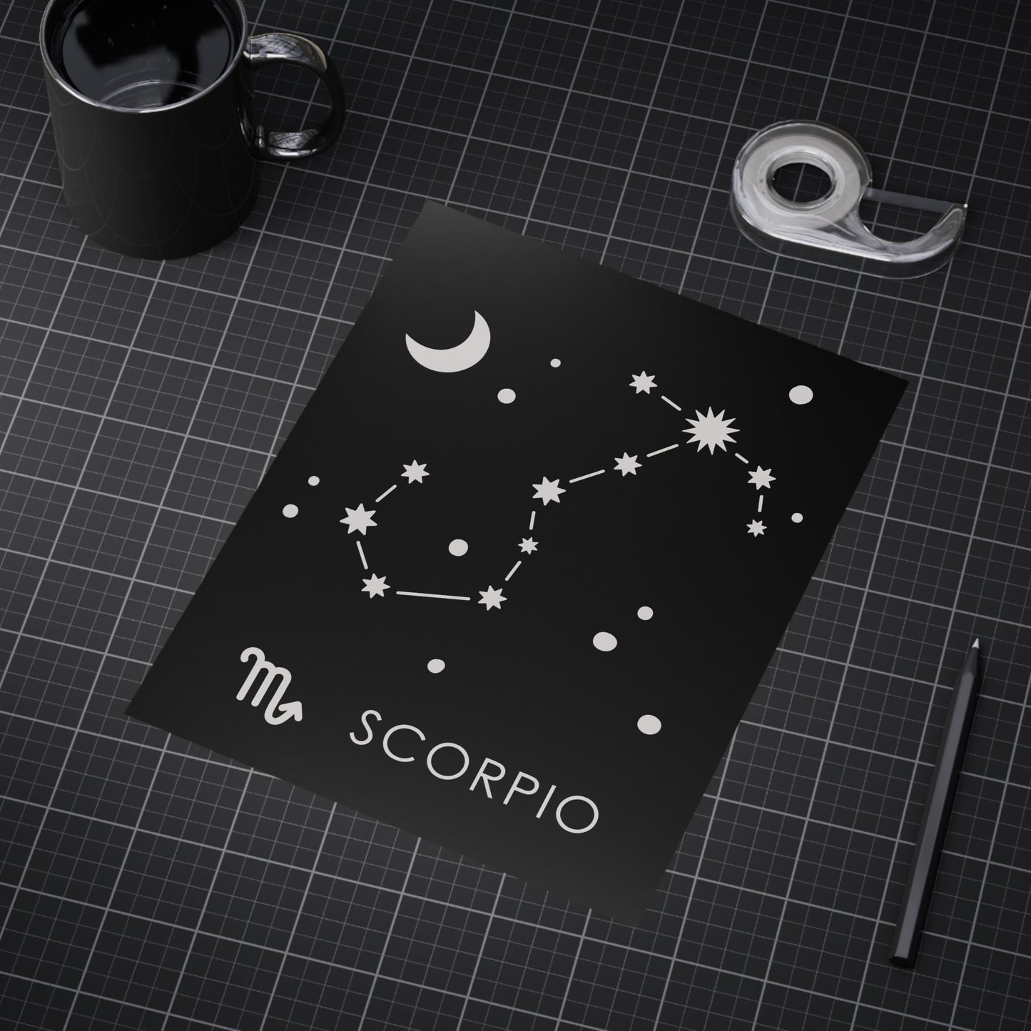 Scorpio Starmap Unframed Prints - black