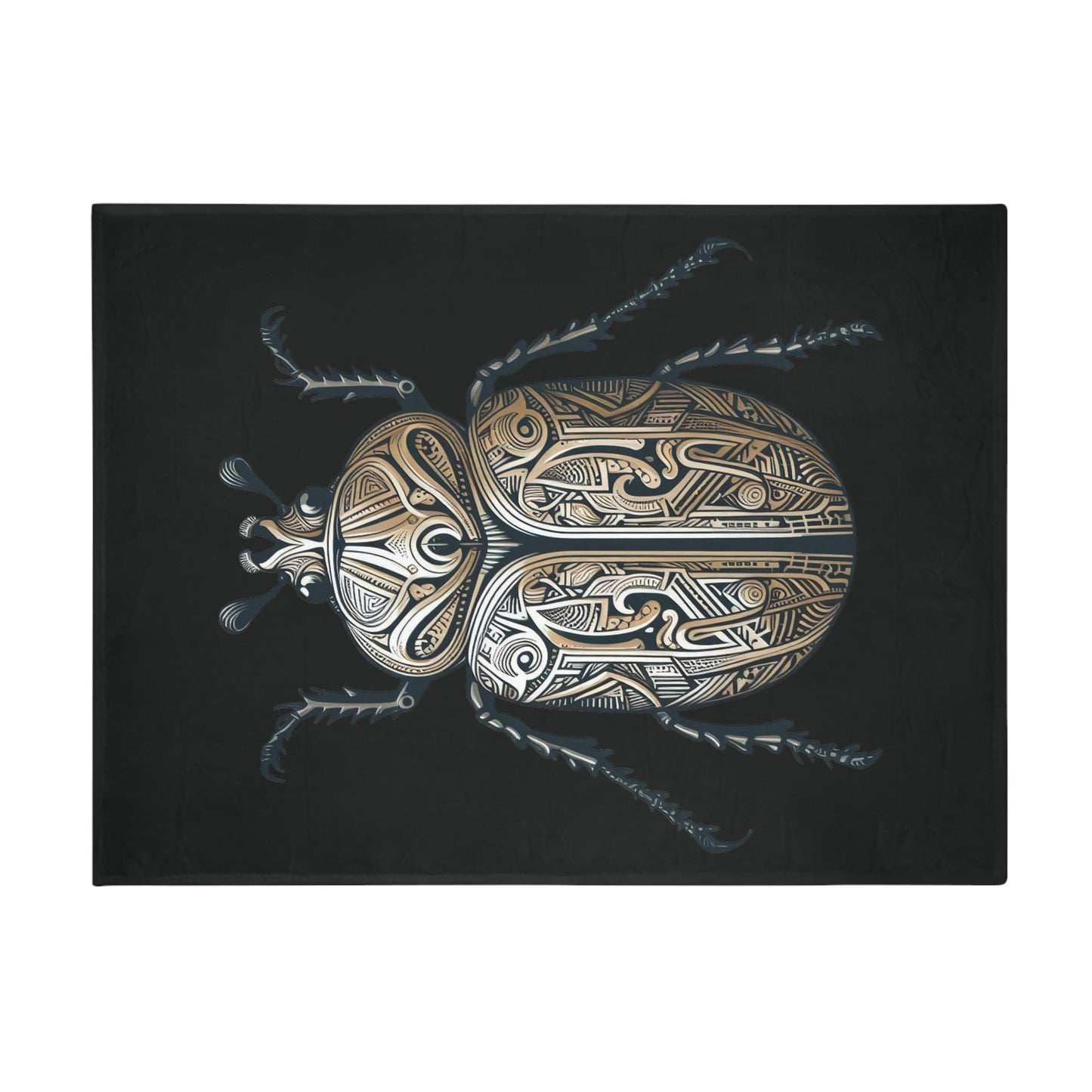 Carved Beetle - Black Plush Fleece Blanket