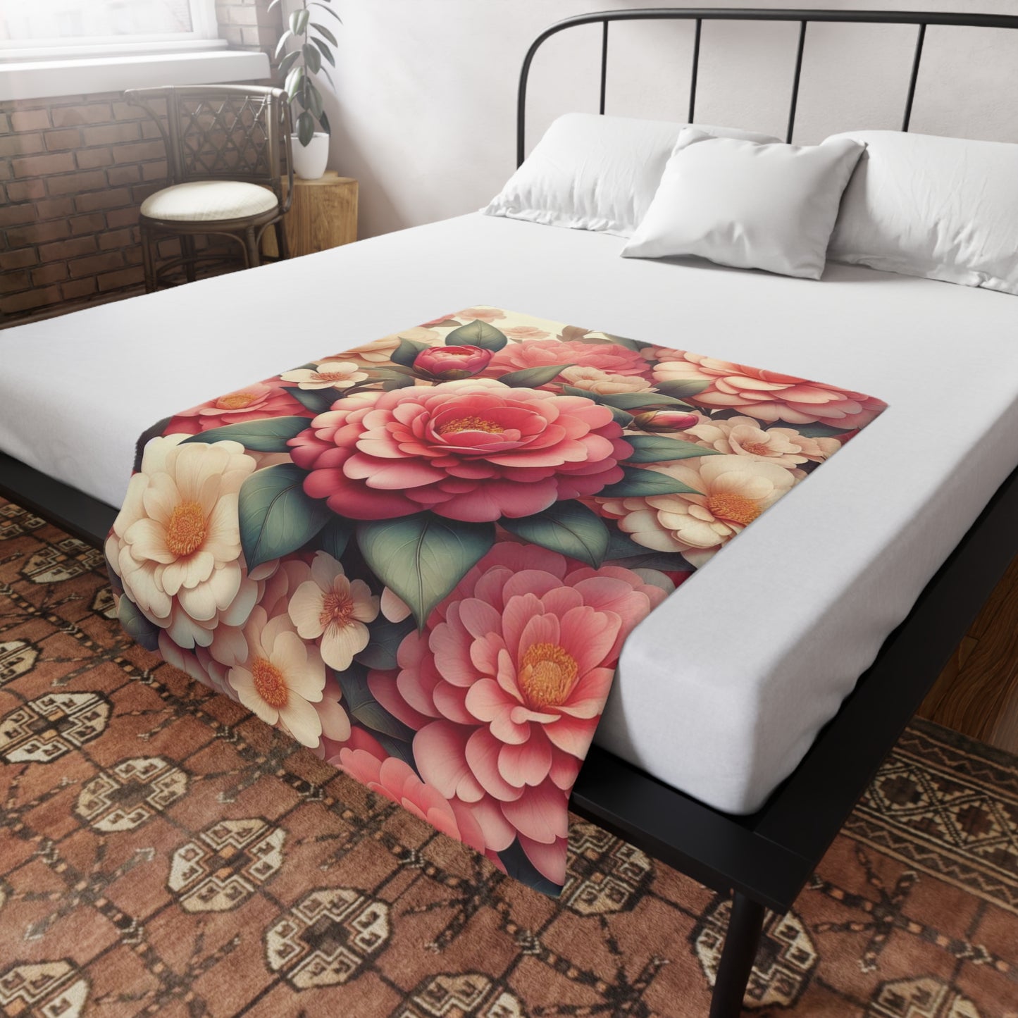 Camelias #3 Plush Fleece Blanket