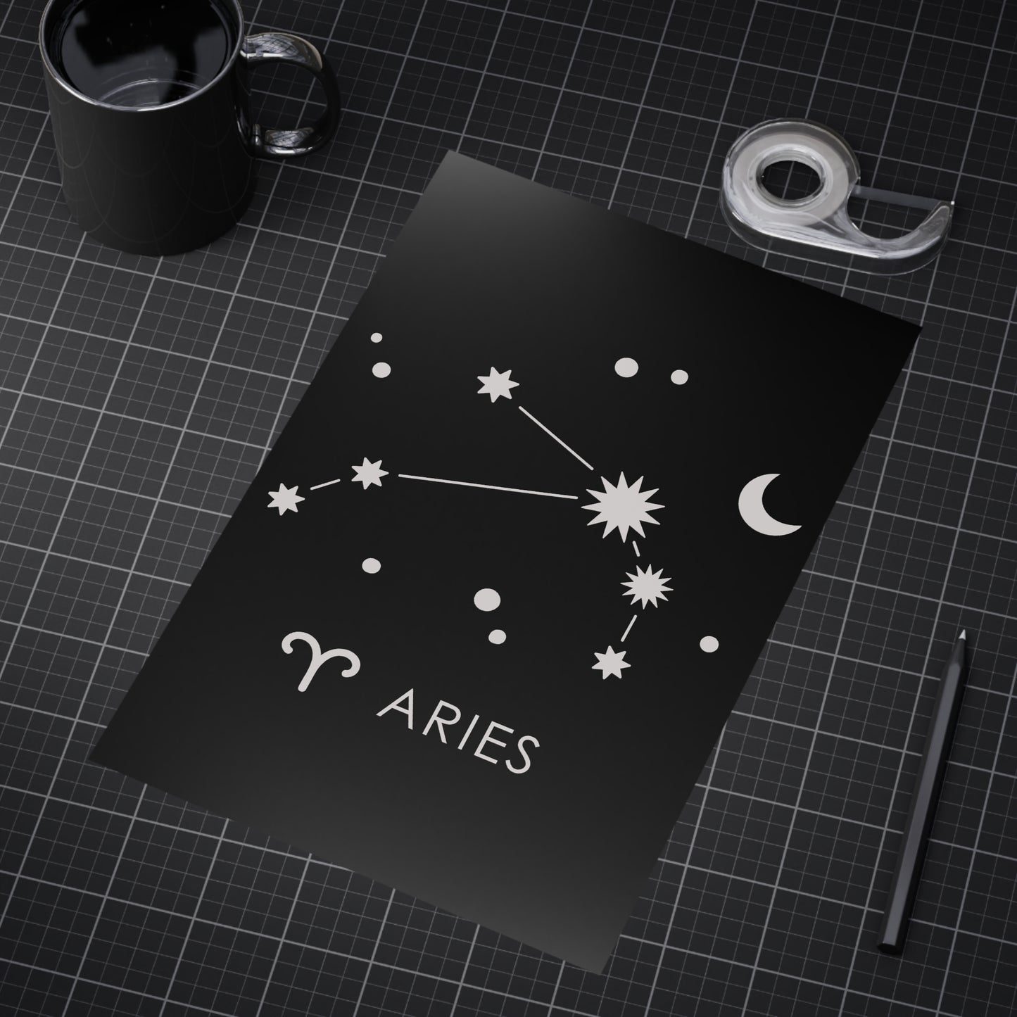 Aries Starmap Unframed Prints - black