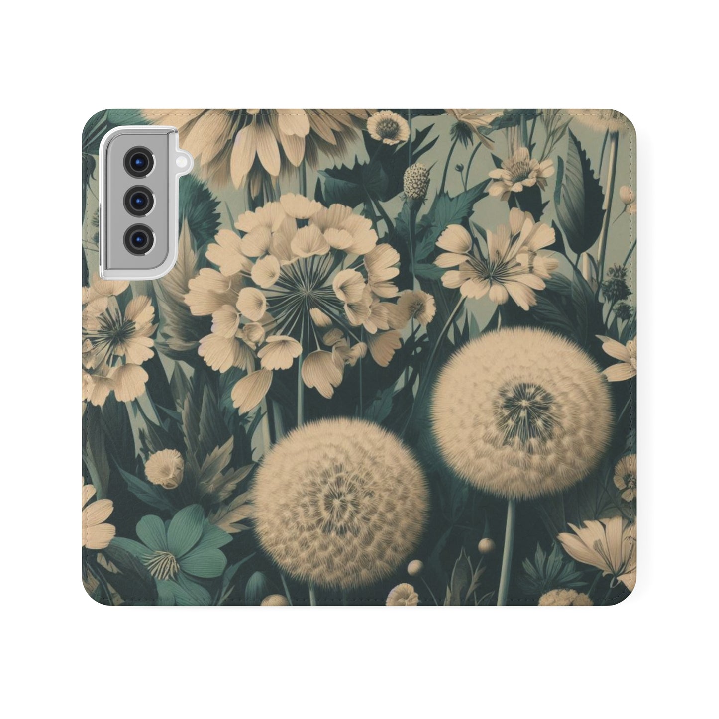 Blue & Cream Flowers Flip Cases iPhone/Samsung